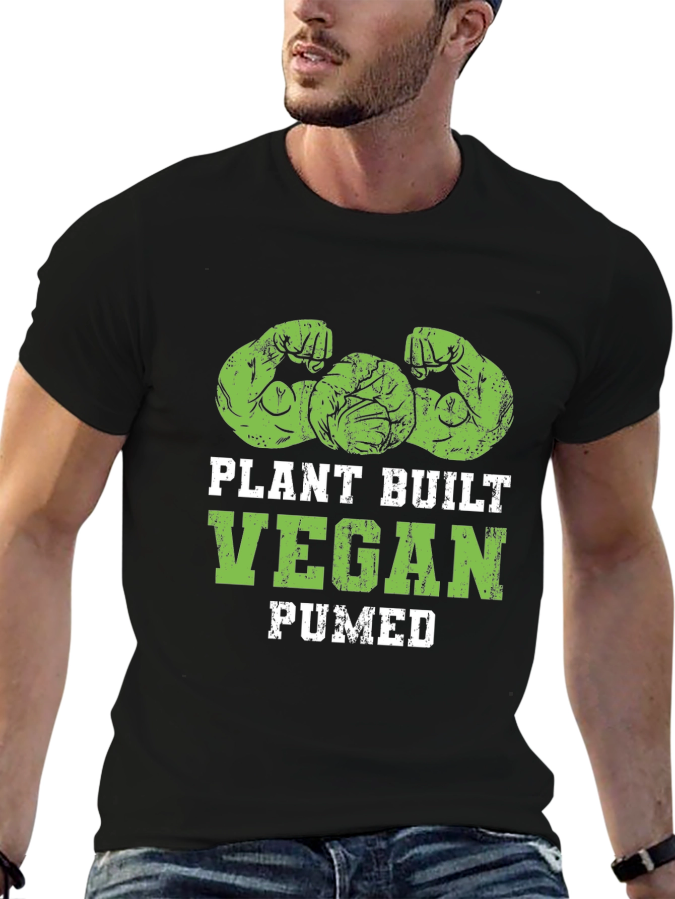 Black Plant Built Vegan Pumped Black T-Shirt view 6