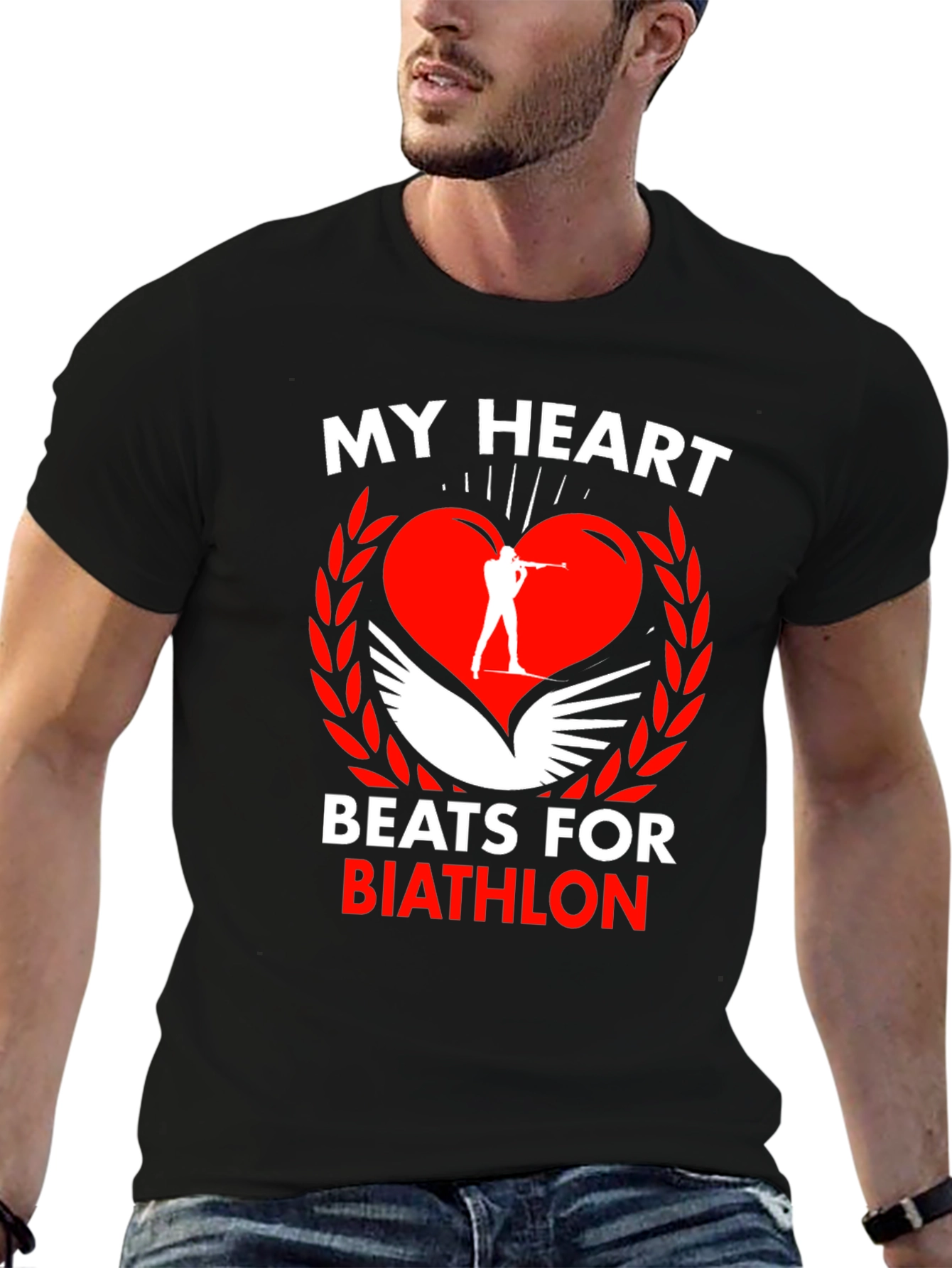 Black Biathlon Heartbeat T-Shirt view 6
