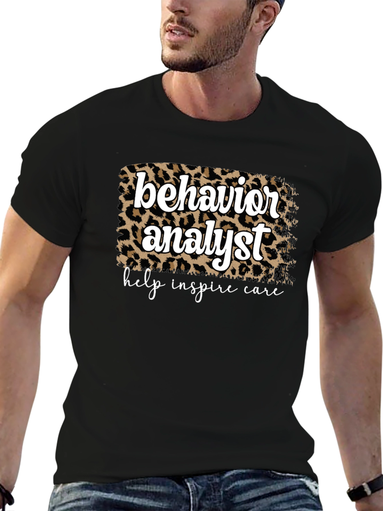Black Behavior Analyst Leopard Print Graphic Tee view 6
