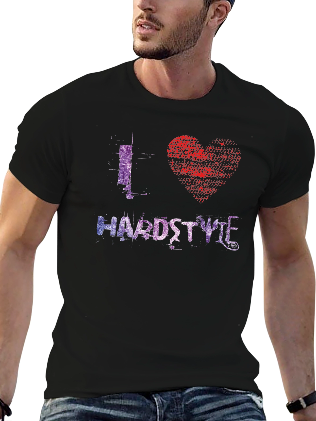 Black I Heart Hardstyle Graphic Black T-Shirt view 6
