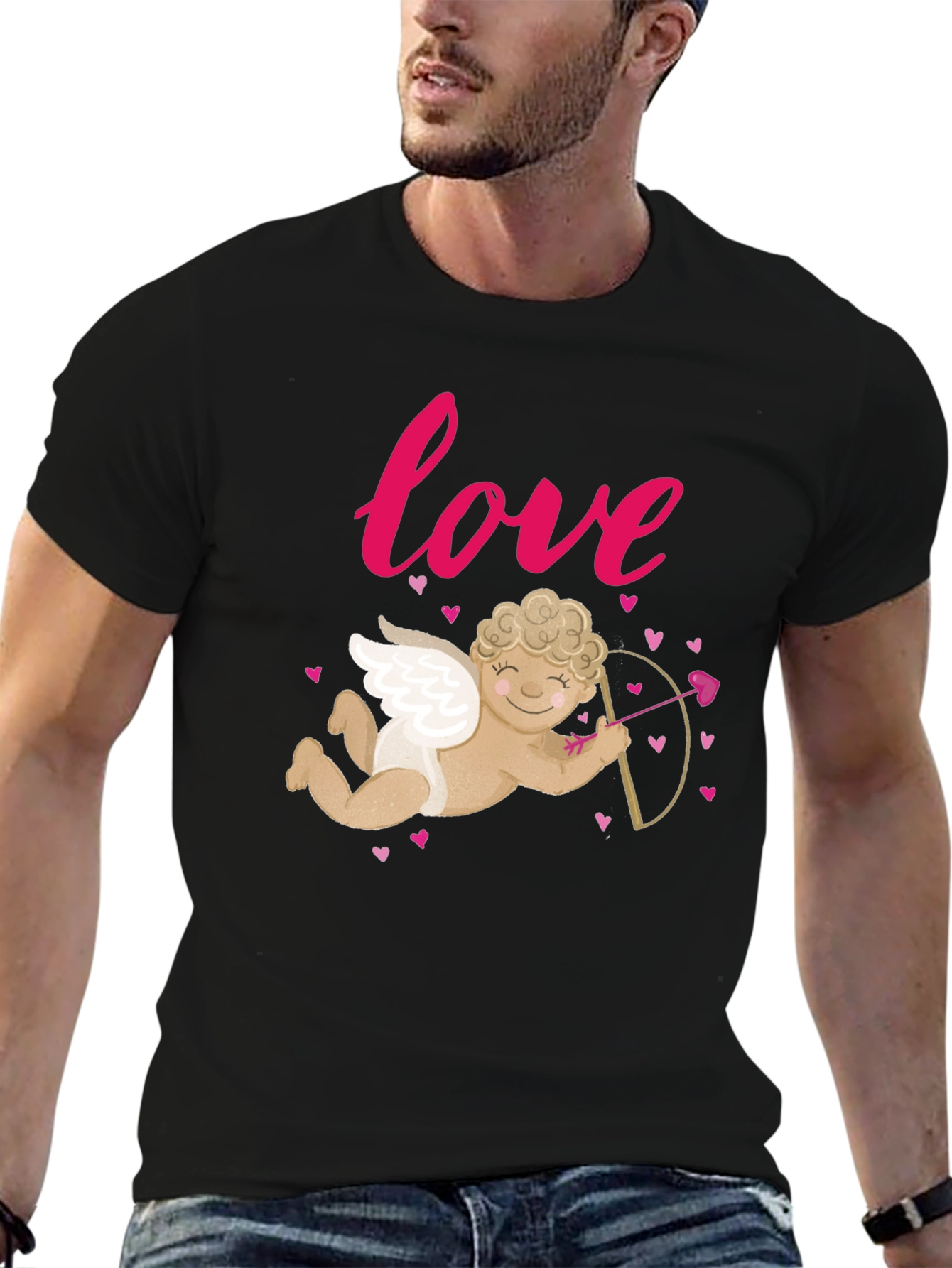 Black Love Cupid Valentine's Day Graphic T-Shirt view 6