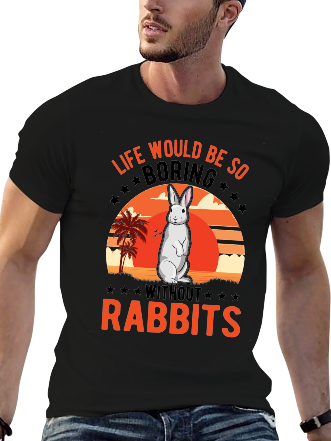 Black Rabbit Lover T-Shirt - Life Would Be So Boring view 6