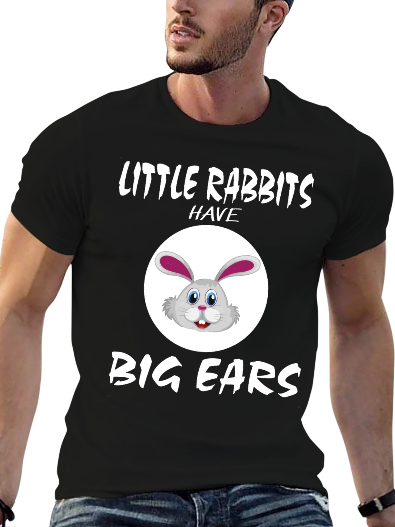 Black Little Rabbits Big Ears Graphic Tee view 6