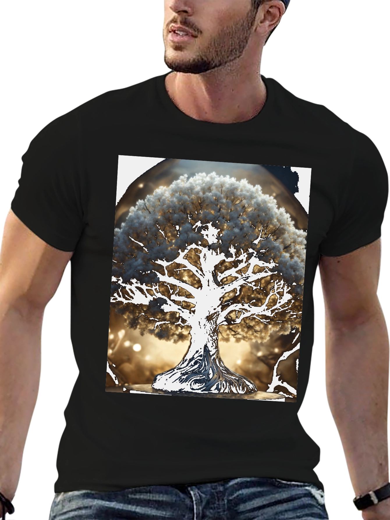 Black Tree of Life Graphic Tee - Unique Nature Design view 6
