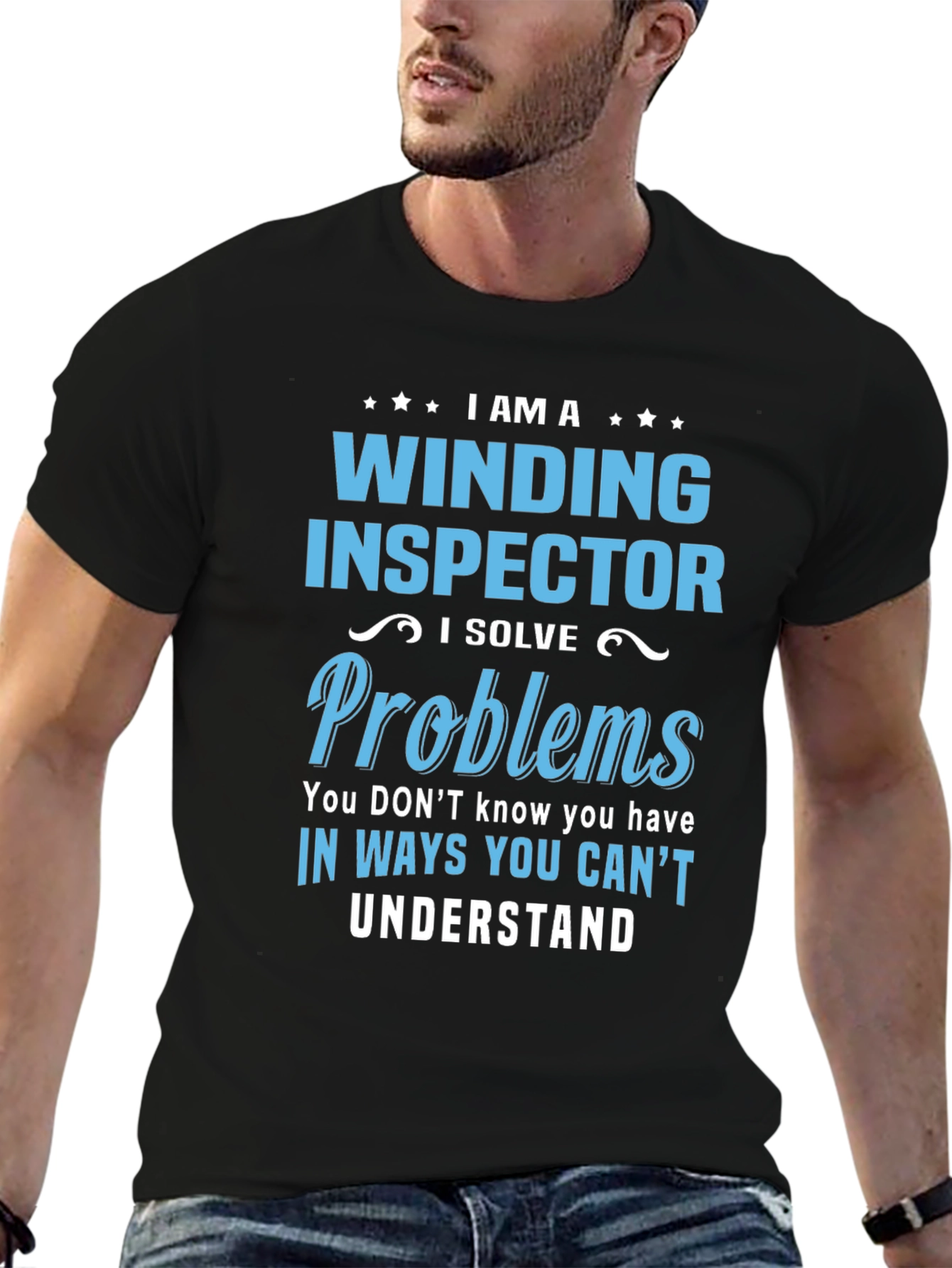 Black Winding Inspector Novelty T-Shirt view 6