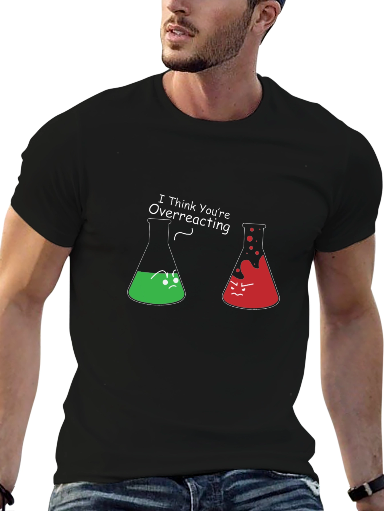 Black Funny Chemistry T-Shirt - I Think You're Overreacting view 6