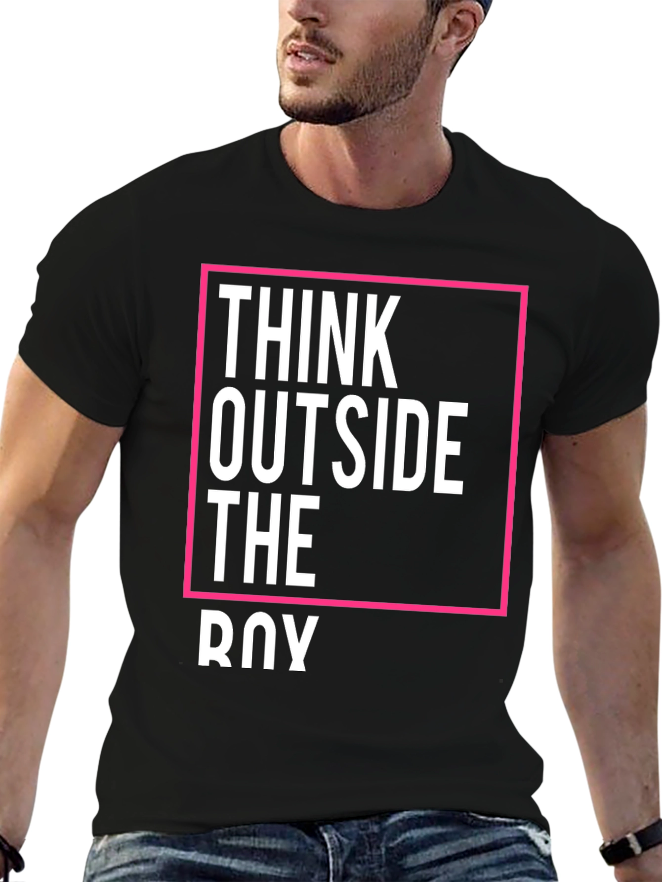 Black Think Outside the Box Graphic Tee view 6