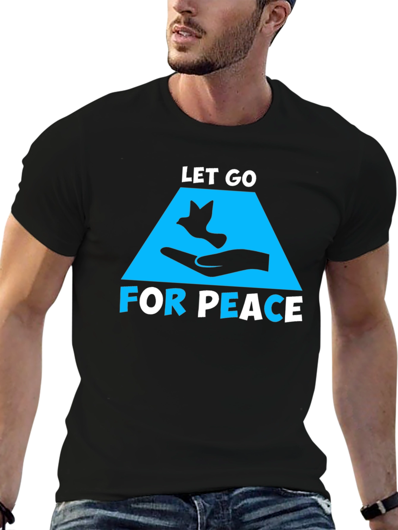Black Let Go For Peace Graphic Tee - Relaxed Fit view 6