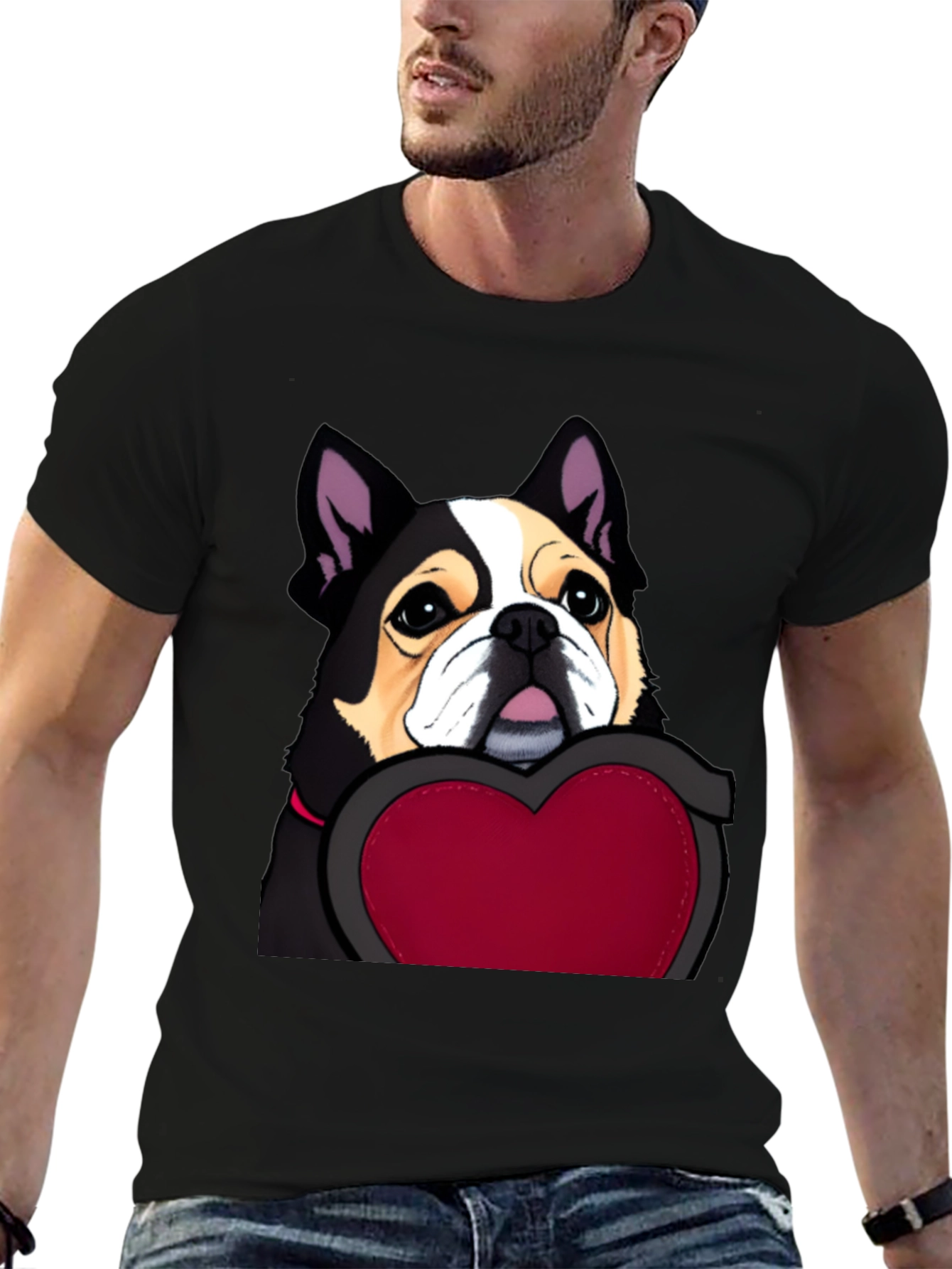 Black Dog with Heart Graphic Tee view 6
