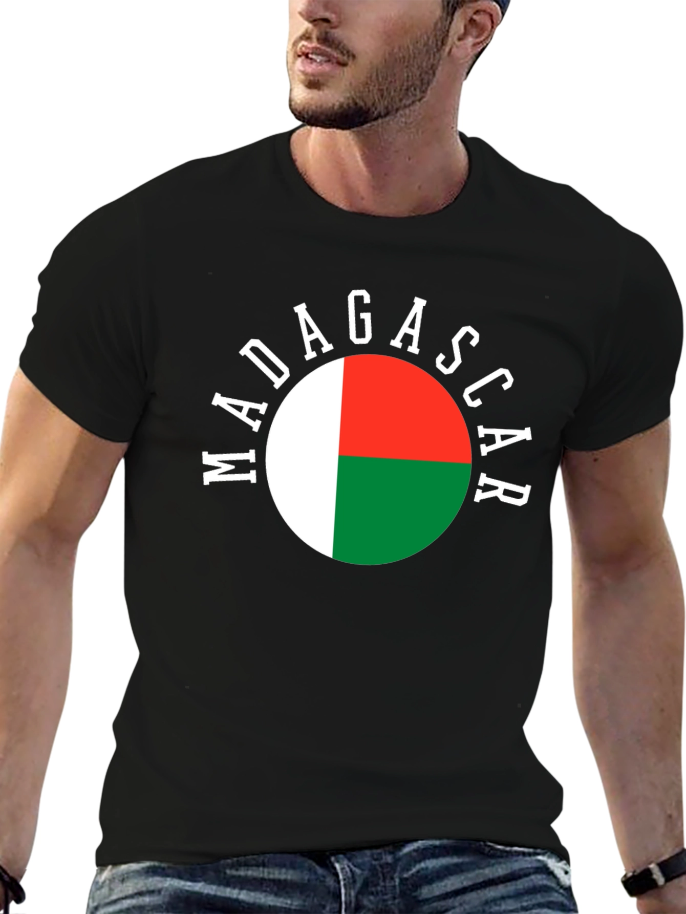 Black Madagascar Flag T-Shirt - Graphic Tee for Country Pride view 6