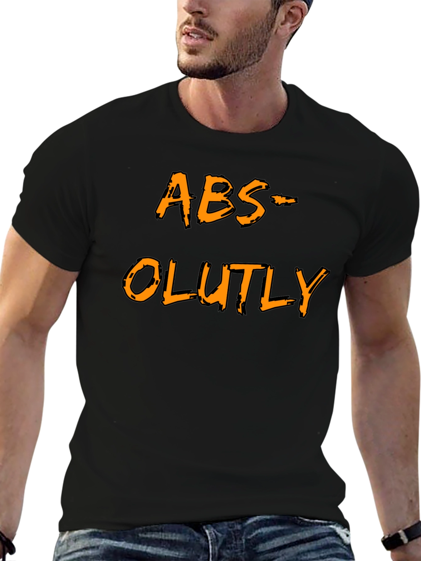 Black Humorous ABS-OLUTLY Black T-Shirt view 6