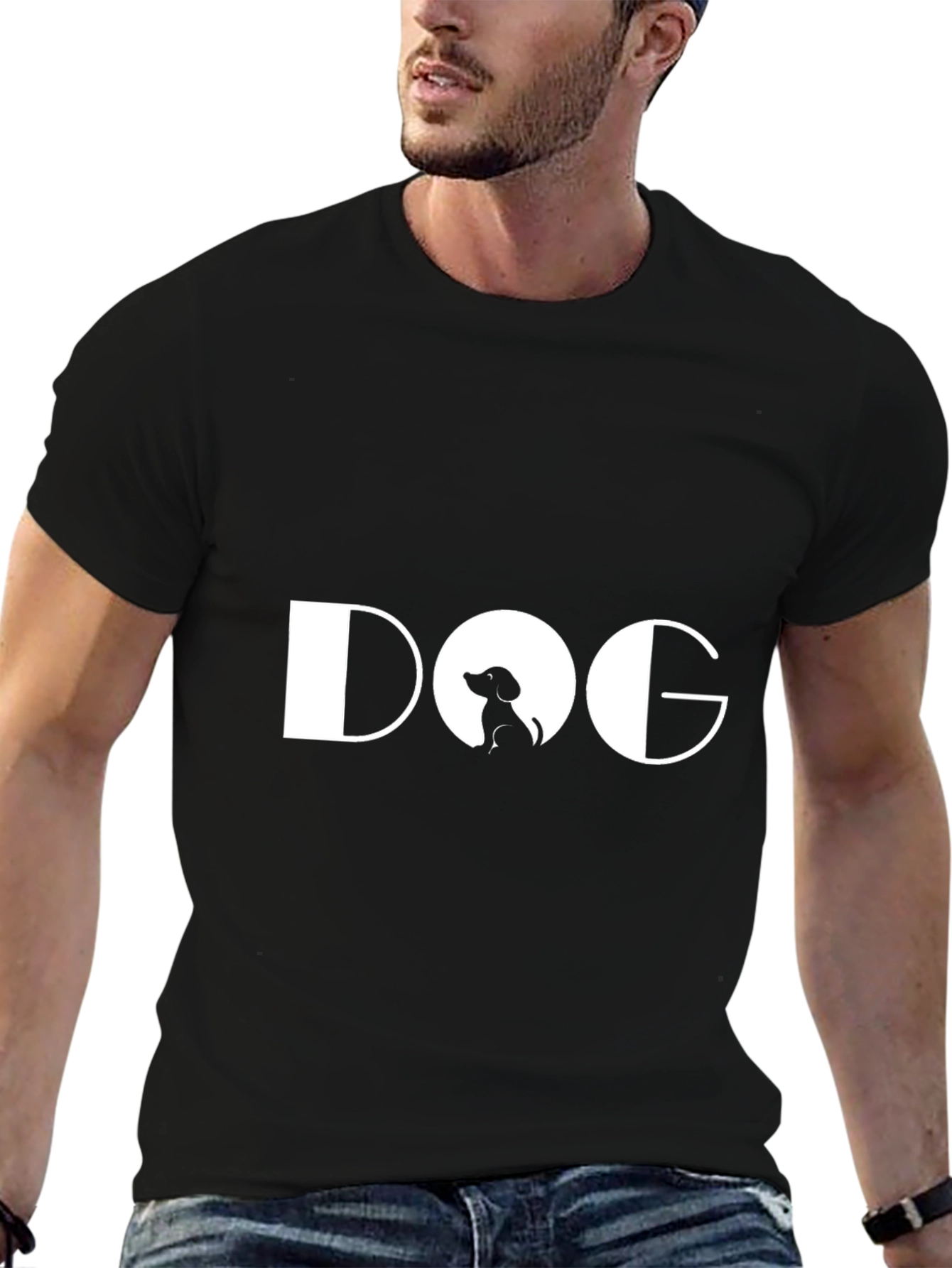Black Dog Graphic Tee - Black Cotton Casual Shirt view 6