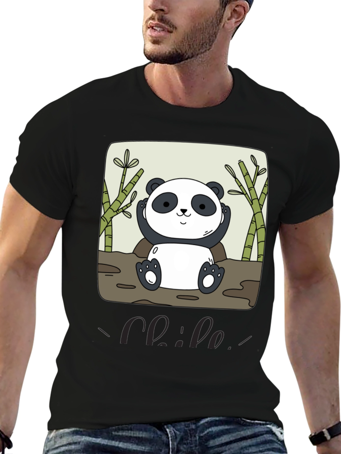 Black Panda Graphic Print T-Shirt - Casual Style view 6