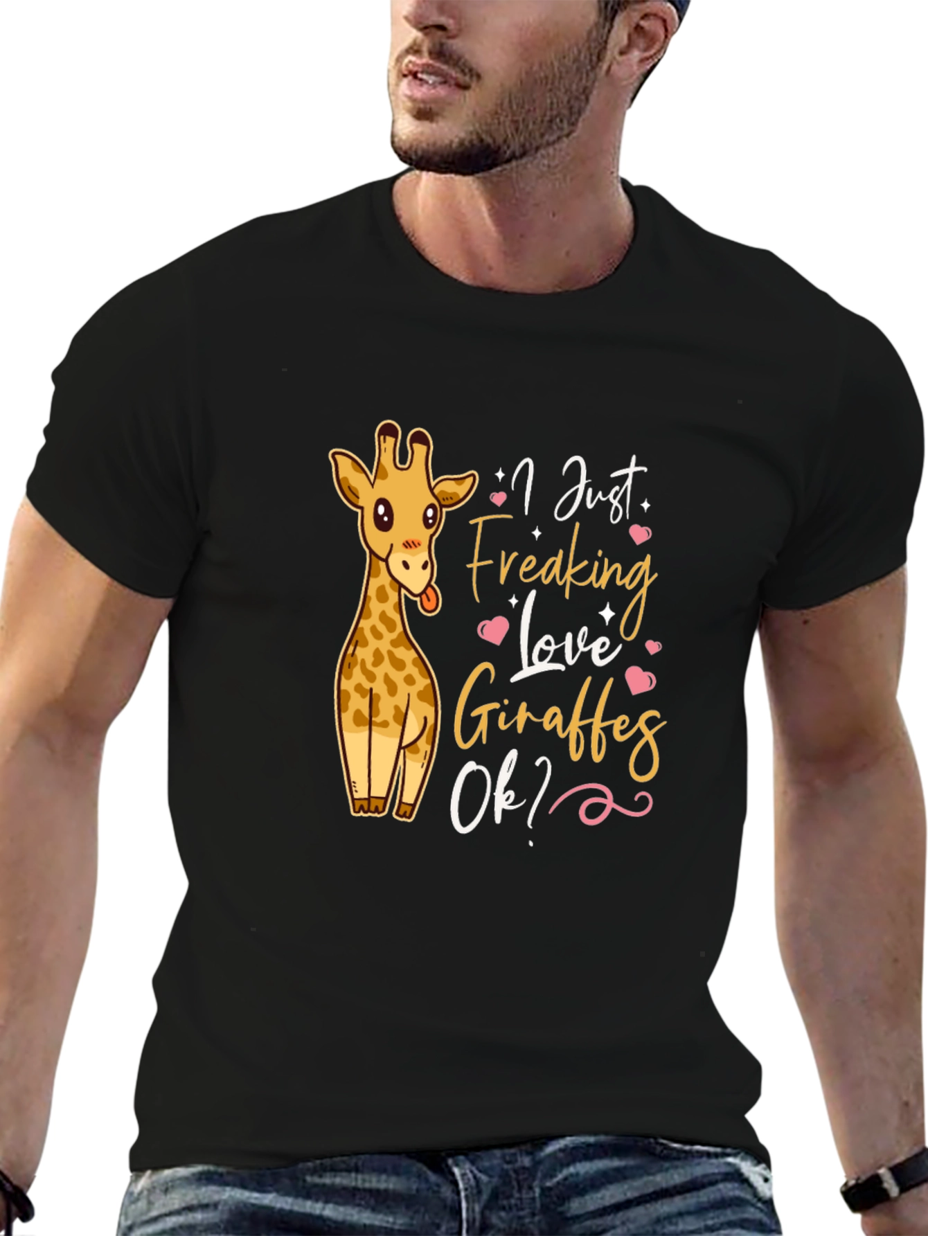 Black I Just Freaking Love Giraffes T-Shirt view 6