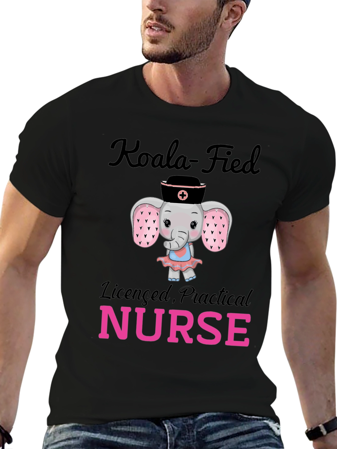 Black Koala-Fied Licensed Practical Nurse T-Shirt view 6