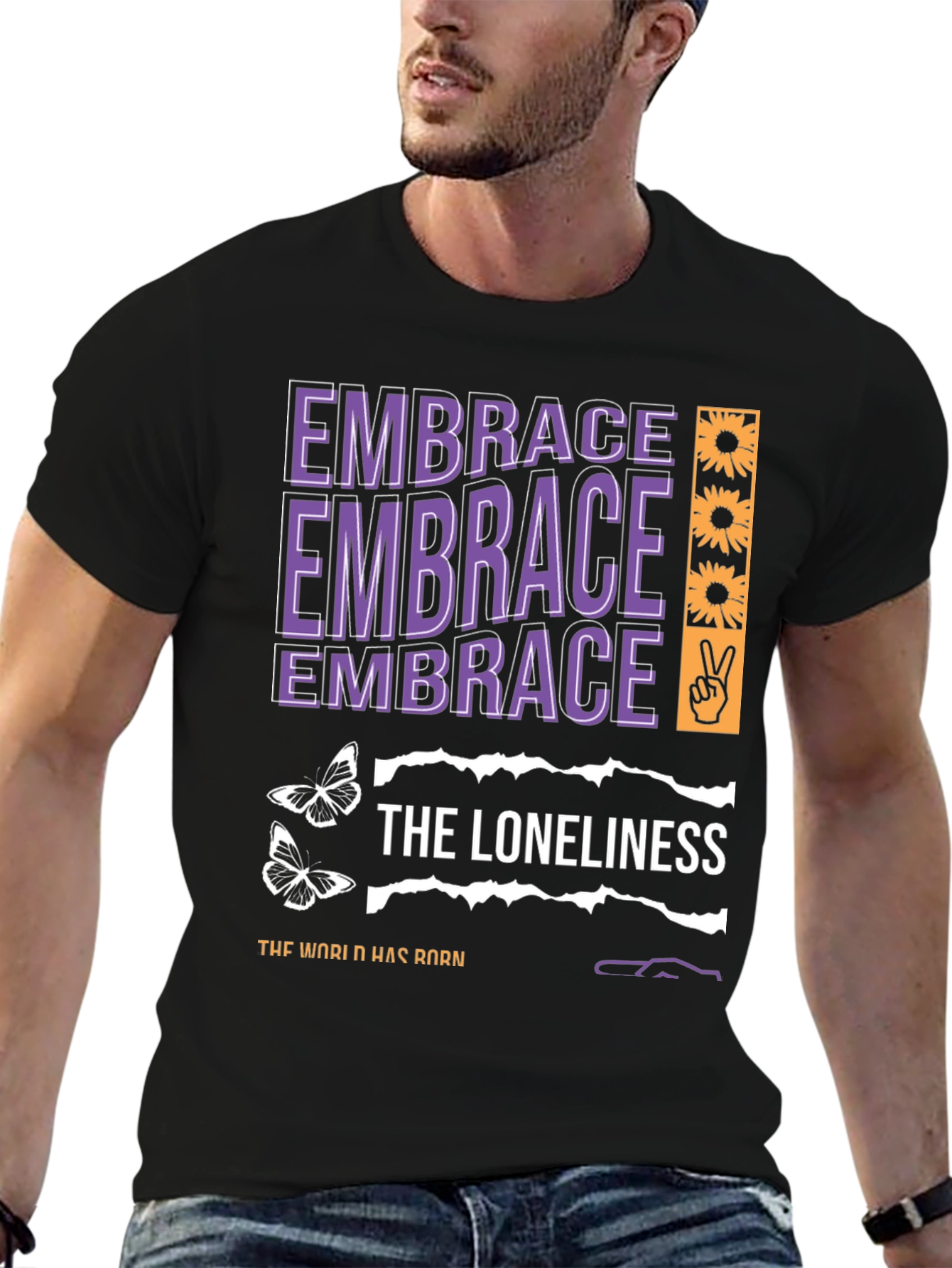 Black Embrace Loneliness Graphic Tee view 6
