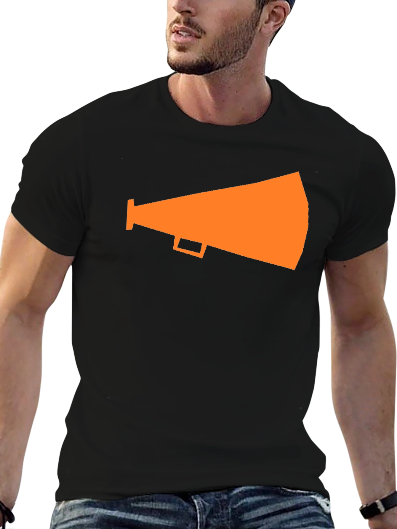 Black Orange Megaphone Graphic Tee - Black view 6