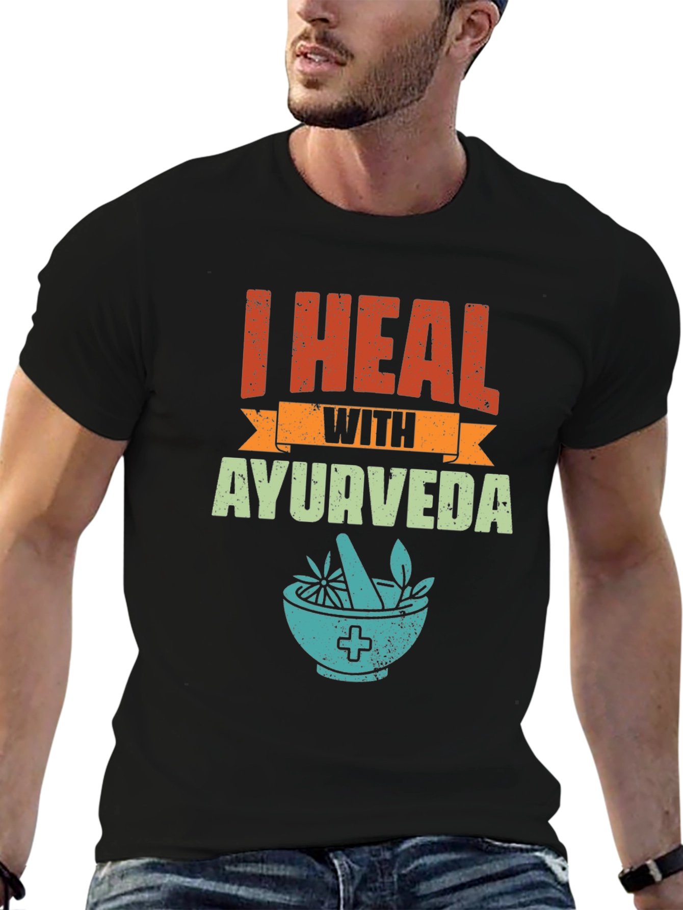 Black I Heal With Ayurveda Graphic Tee view 6