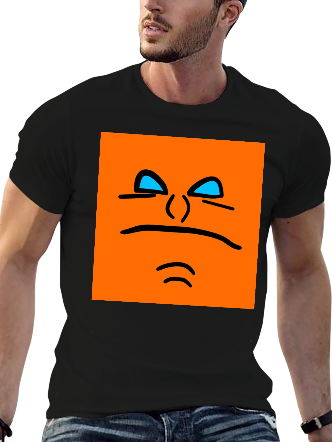 Black Orange Face Graphic Tee - Black view 6