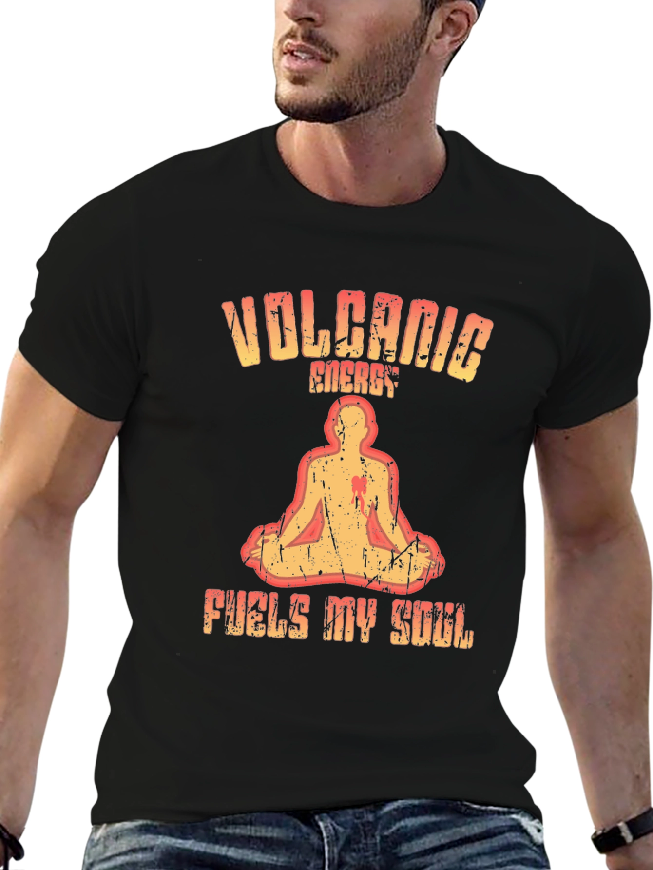 Black Volcanic Energy Graphic Tee - Men's Black T-Shirt view 6