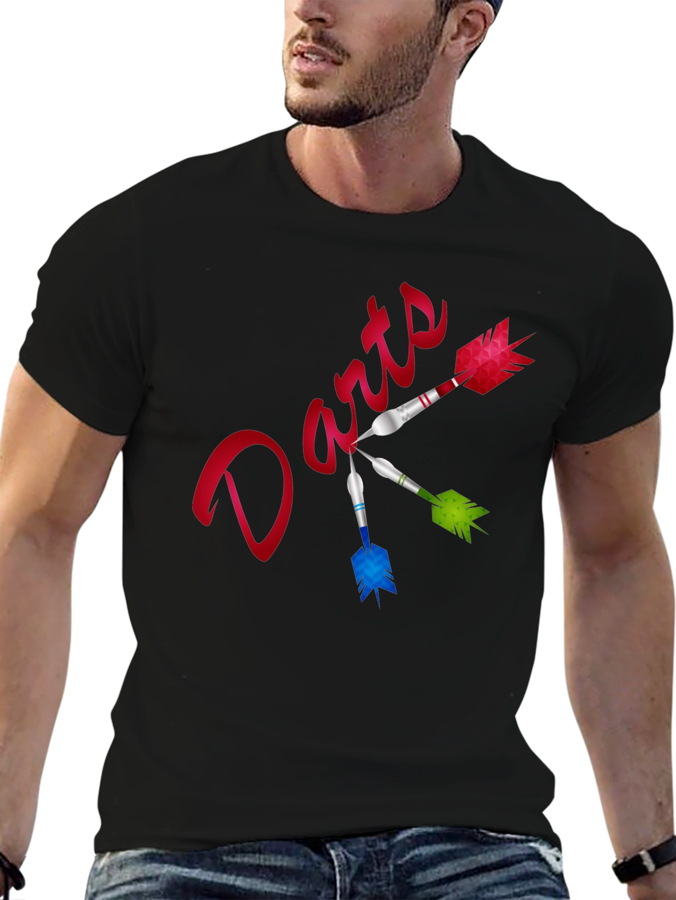 Black Darts Graphic T-Shirt - Fun Casual Tee view 6