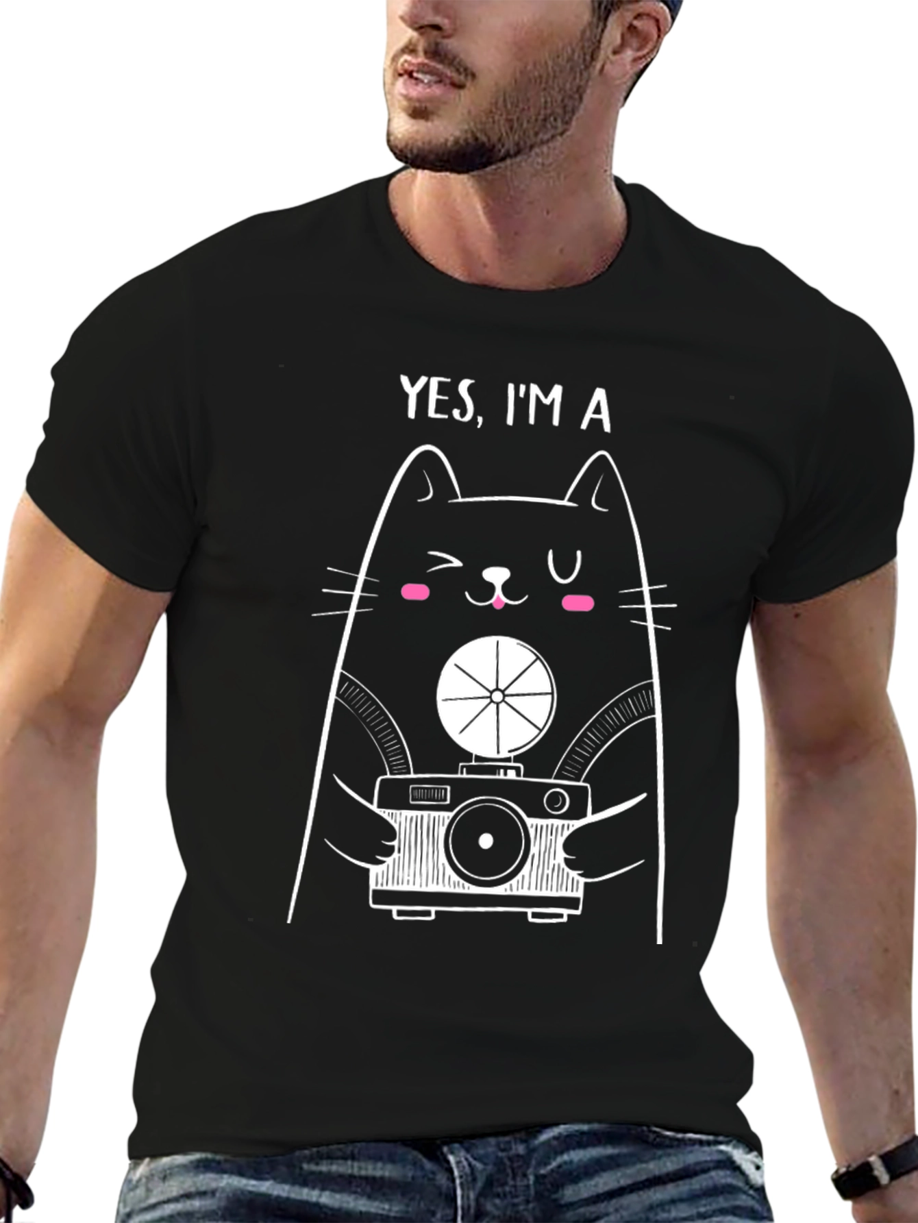 Black Yes, I'm a Cat Photographer T-Shirt view 6