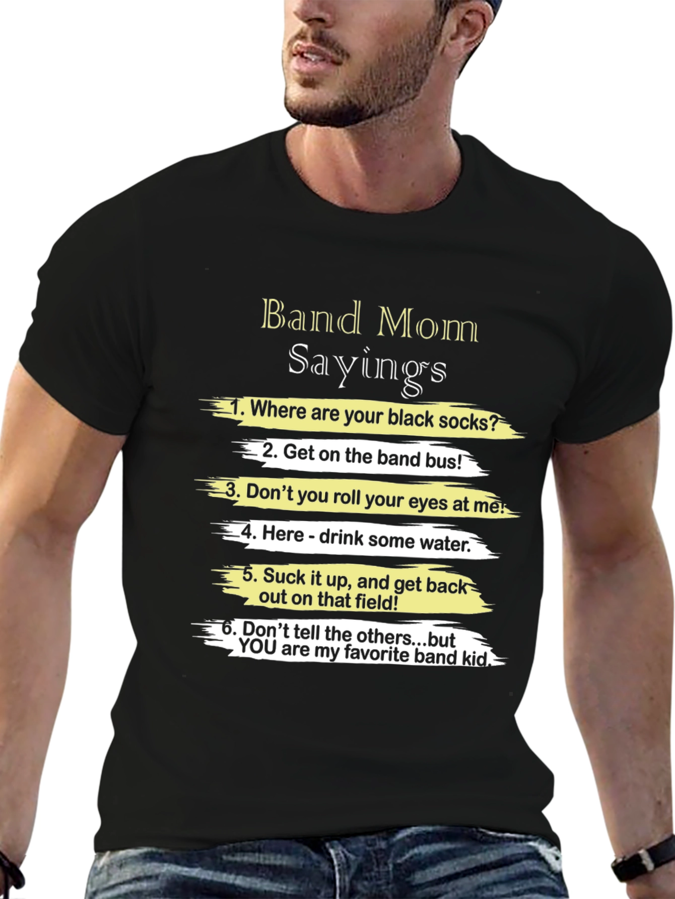 Black Band Mom Sayings T-Shirt - Funny Band Parent Apparel view 6