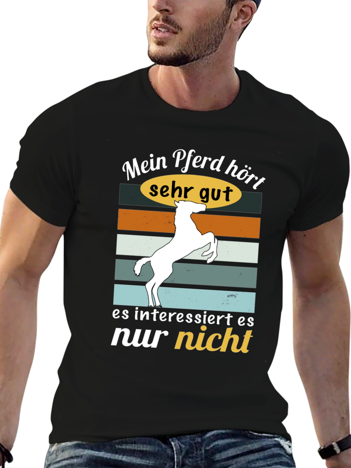 Black Funny Horse T-Shirt - Mein Pferd hört sehr gut view 6