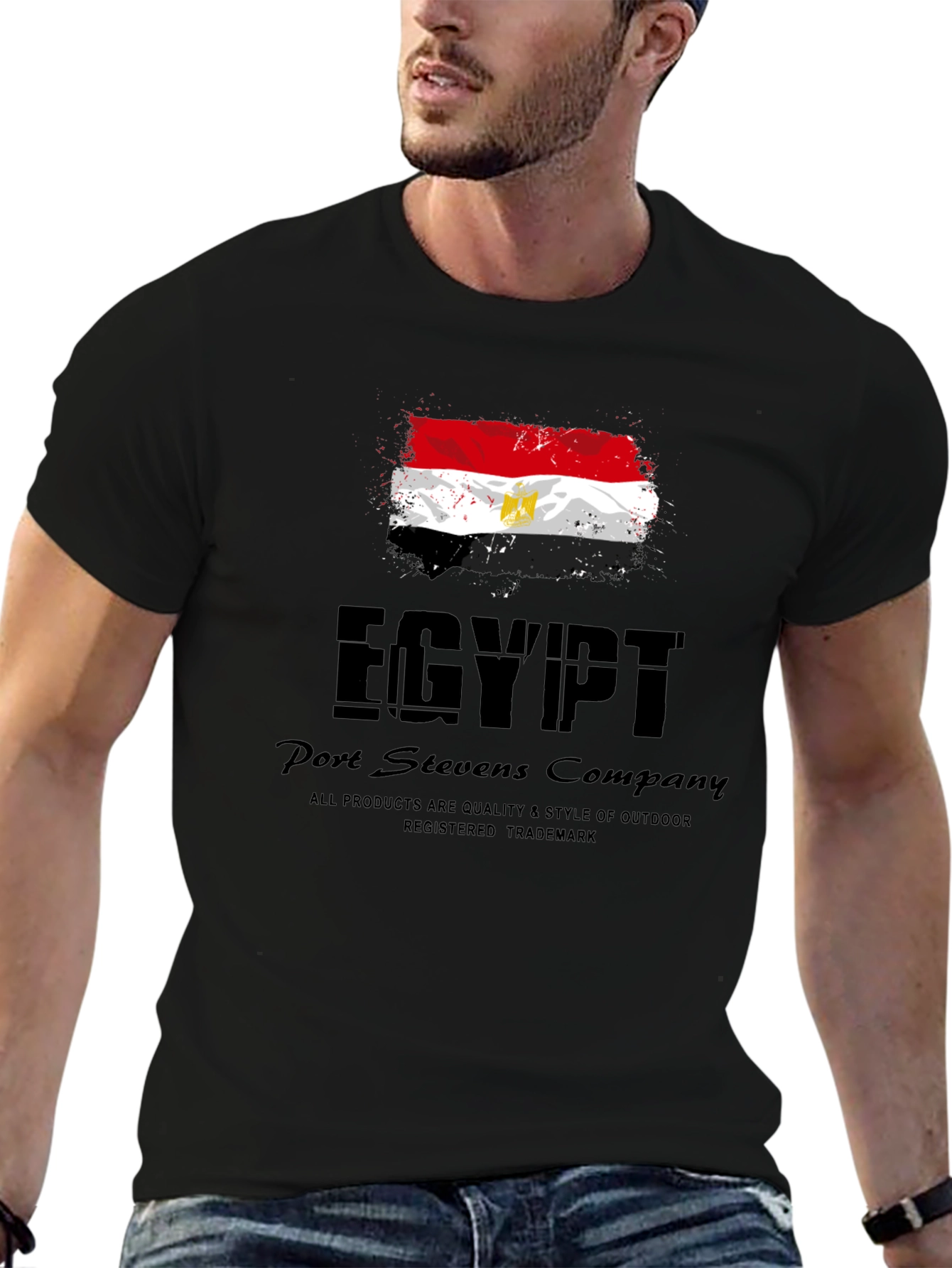 Black Egypt Flag Graphic Black T-Shirt view 6
