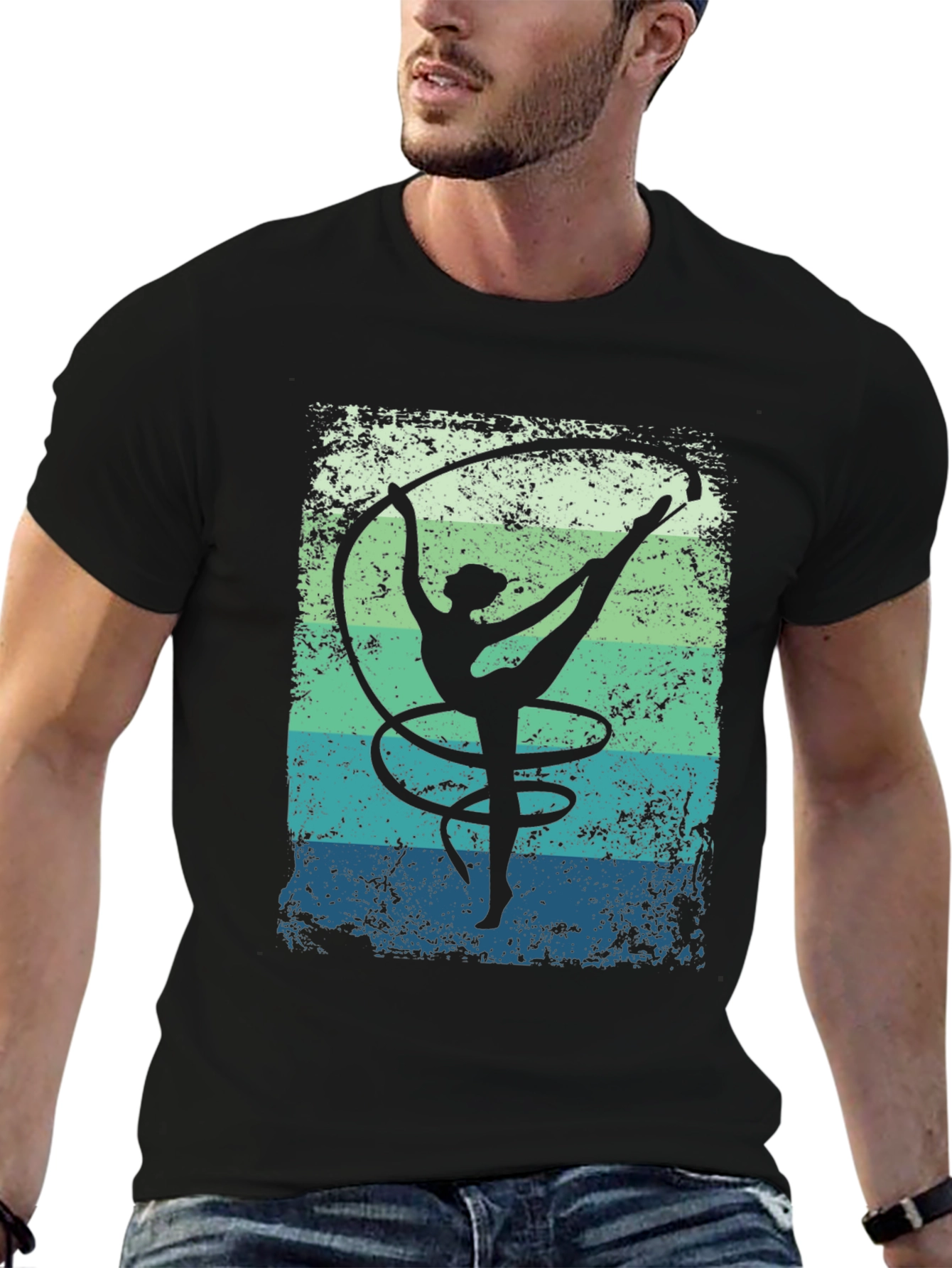 Black Rhythmic Gymnastics T-Shirt Retro Design view 6