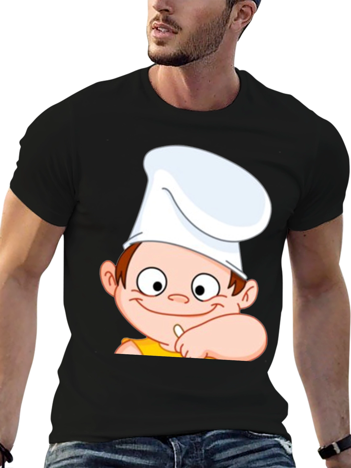 Black Chef Cartoon Graphic Tee - Fun & Unique Design view 6