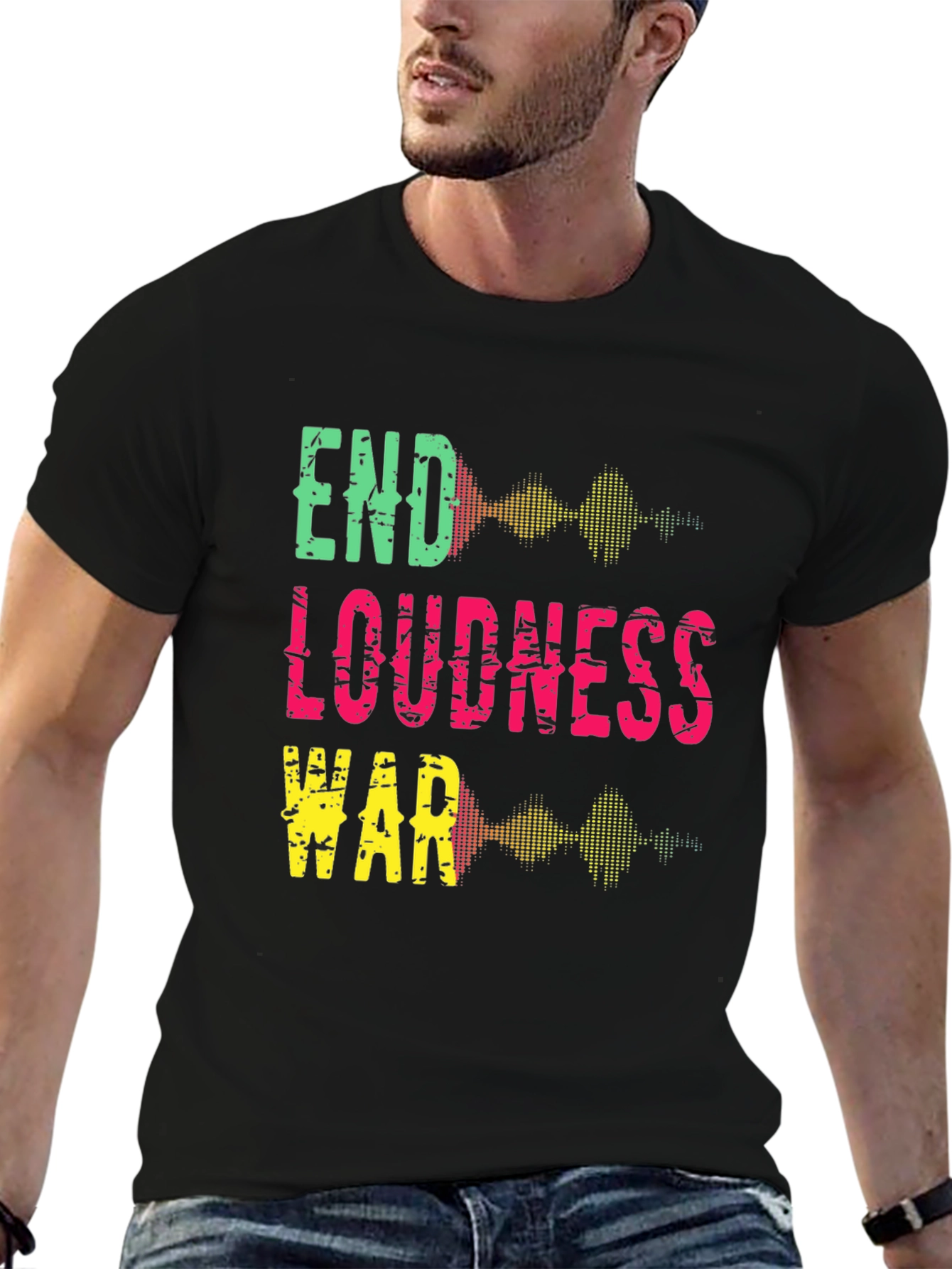 Black End Loudness War Graphic Tee - Black Cotton T-Shirt view 6