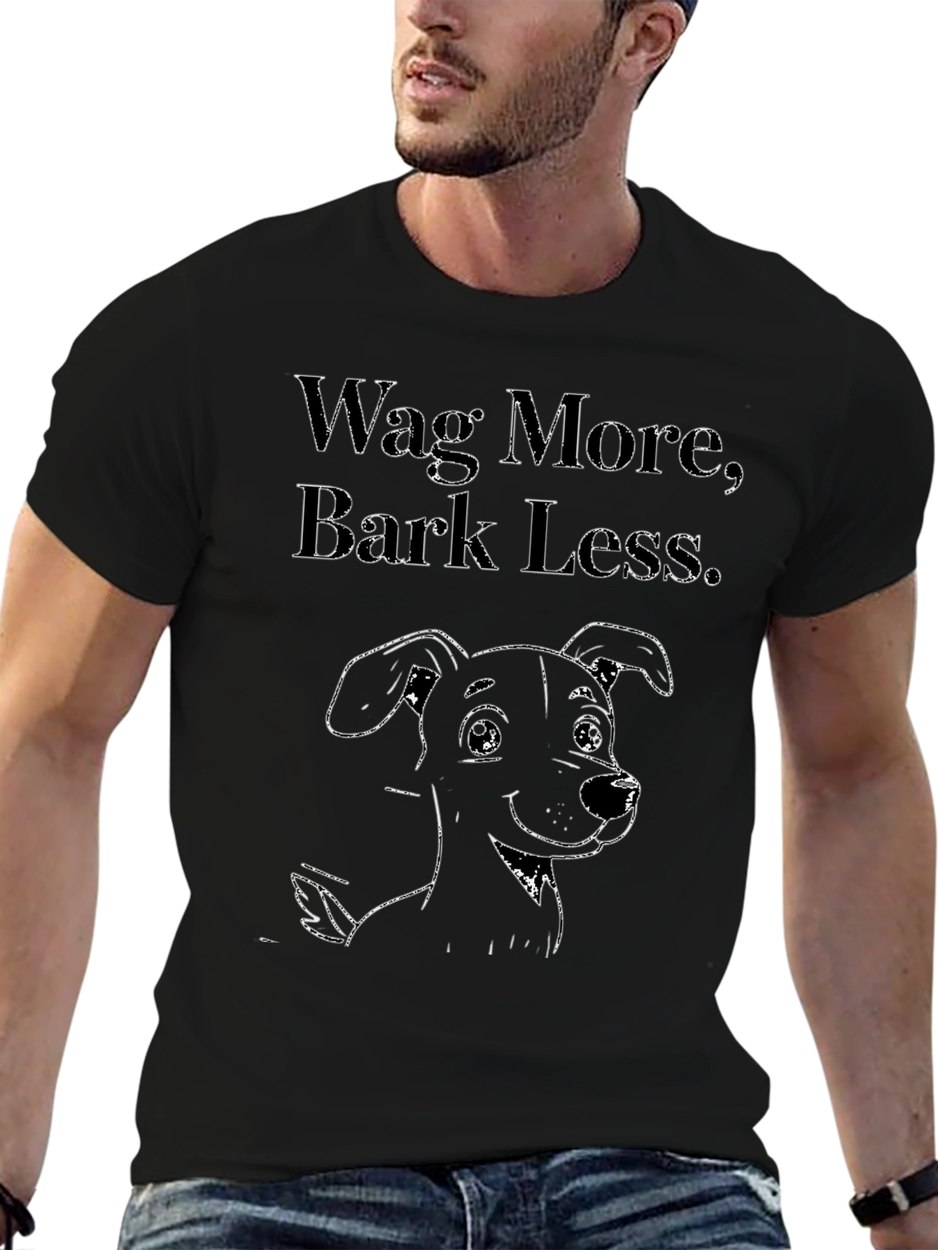 Black Wag More, Bark Less Dog Graphic Tee view 6