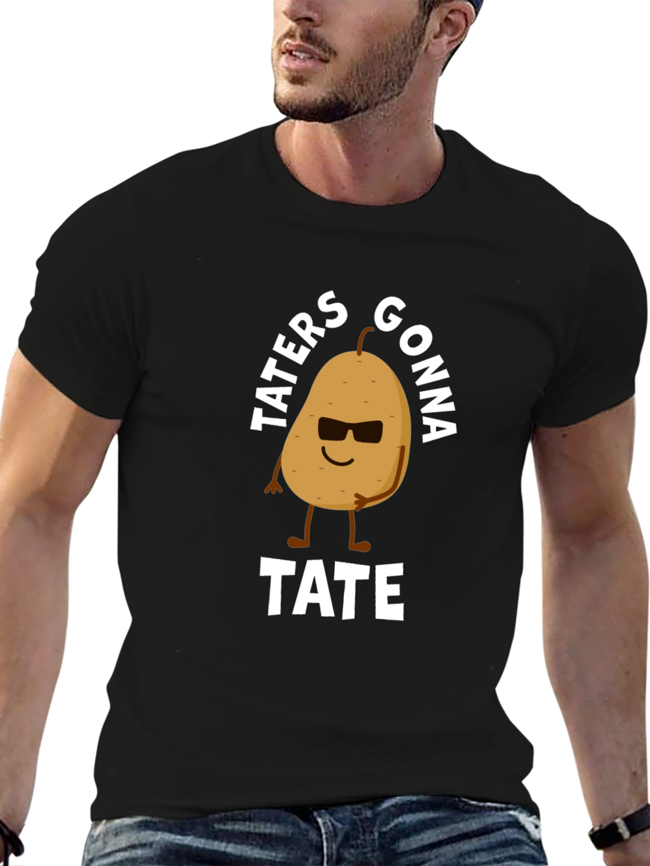 Black Taters Gonna Tate Funny Potato Graphic T-Shirt view 6