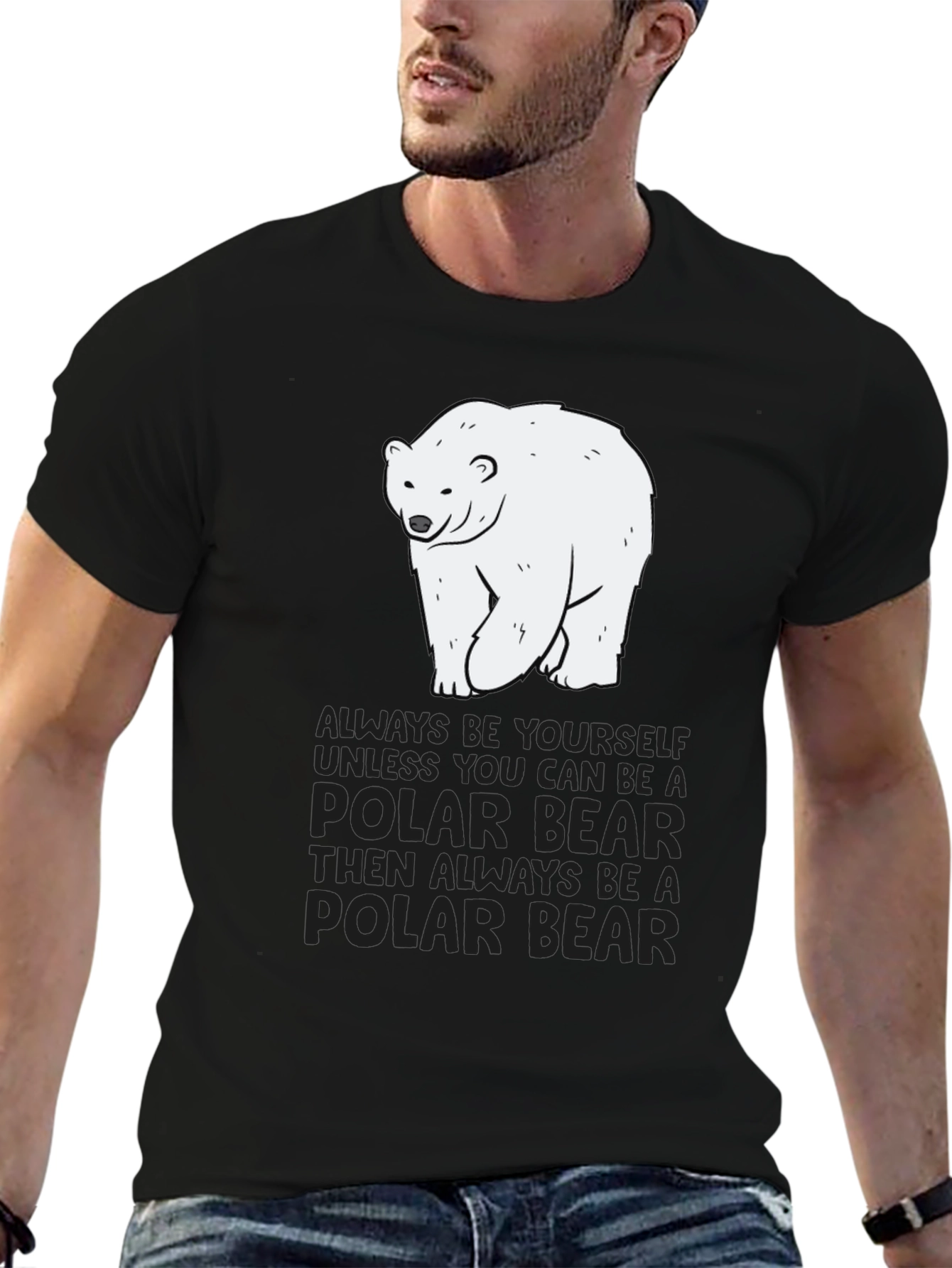 Black Polar Bear T-Shirt - Always Be Yourself Graphic Tee view 6