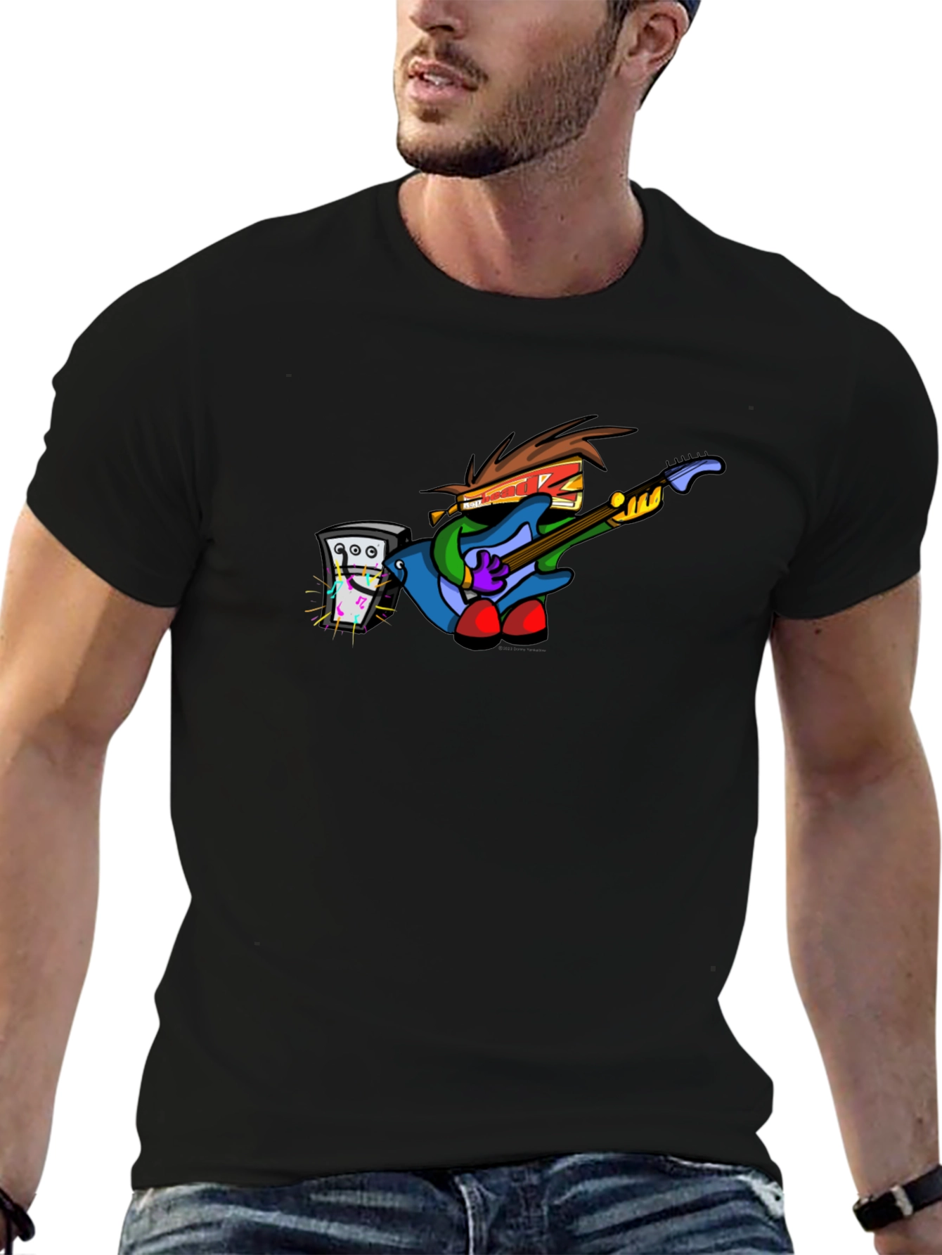 Black Cartoon Rock Band Tee view 6