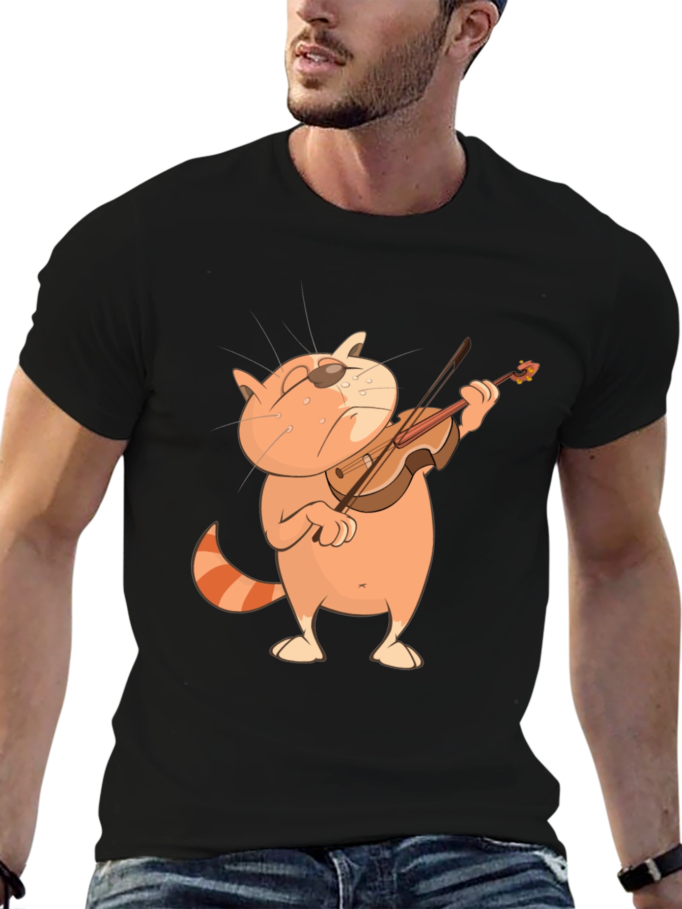 Black Cat Violinist Graphic Tee view 6