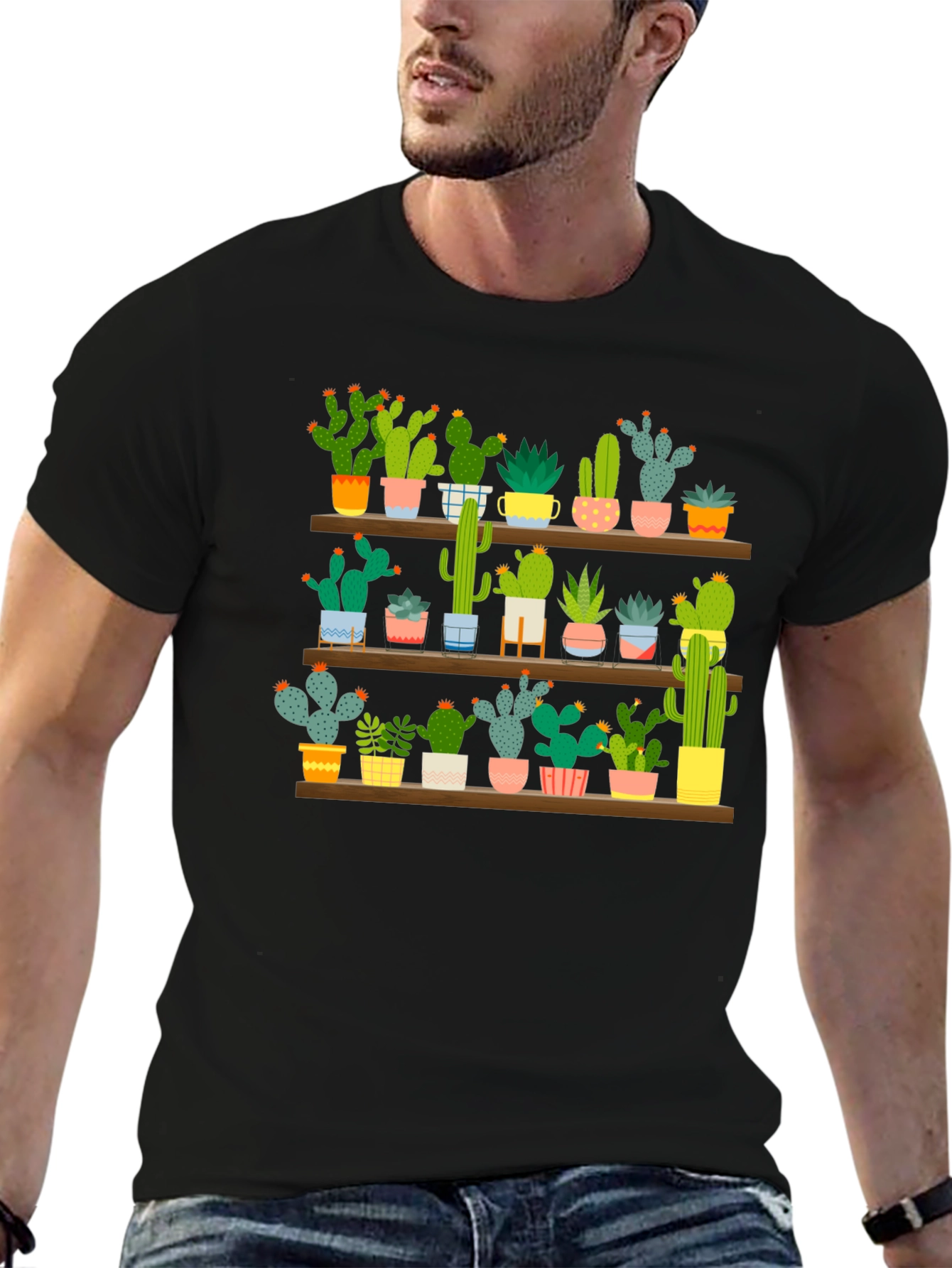 Black Cactus Shelf Graphic T-Shirt view 6