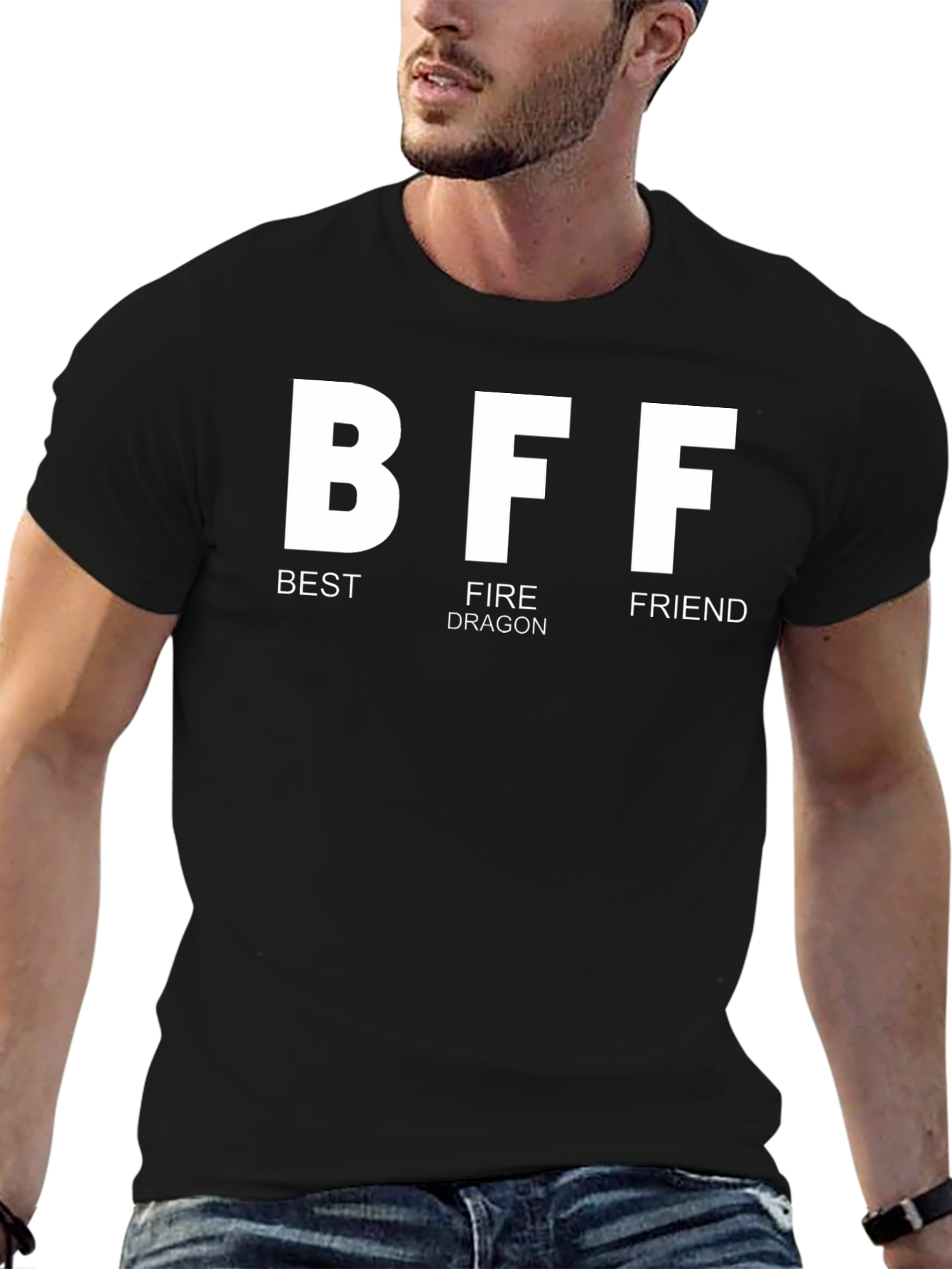 Black BFF Best Fire Dragon Friend Black T-Shirt view 6