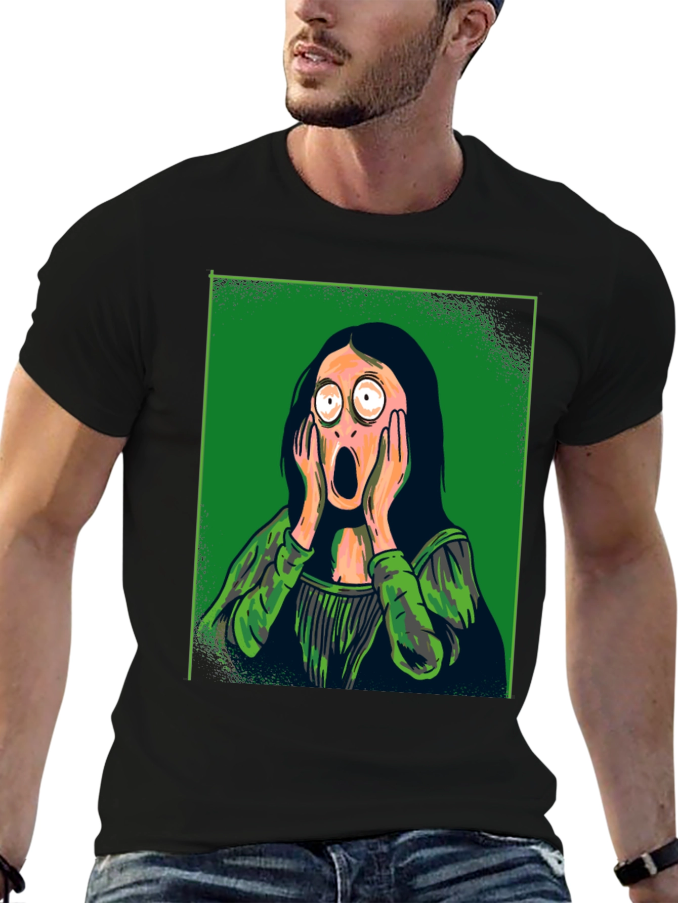Black Mona Lisa Scream Graphic Tee view 6