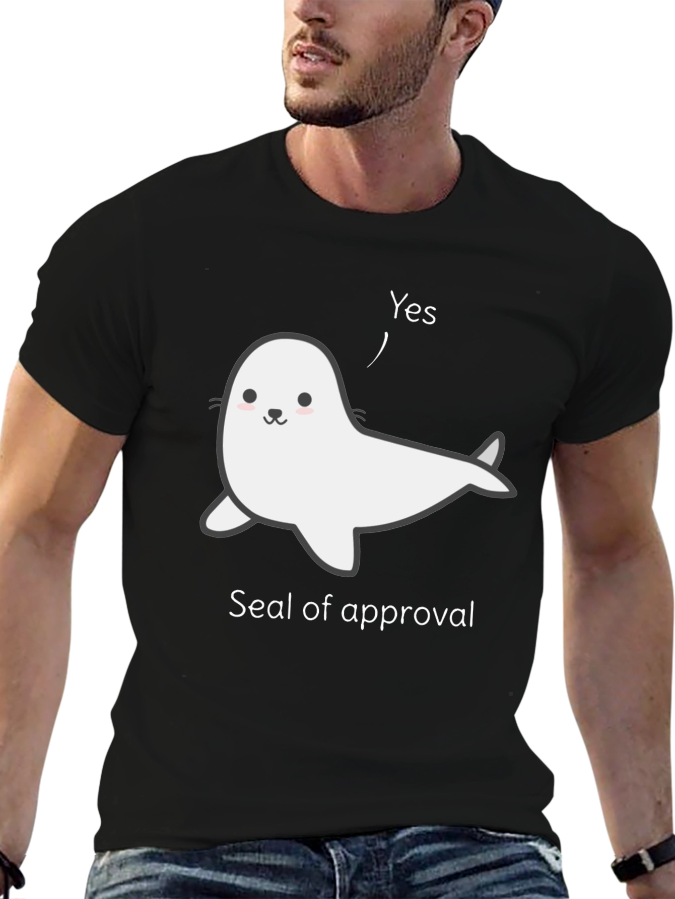 Black Seal of Approval T-Shirt - Funny Animal Tee view 6