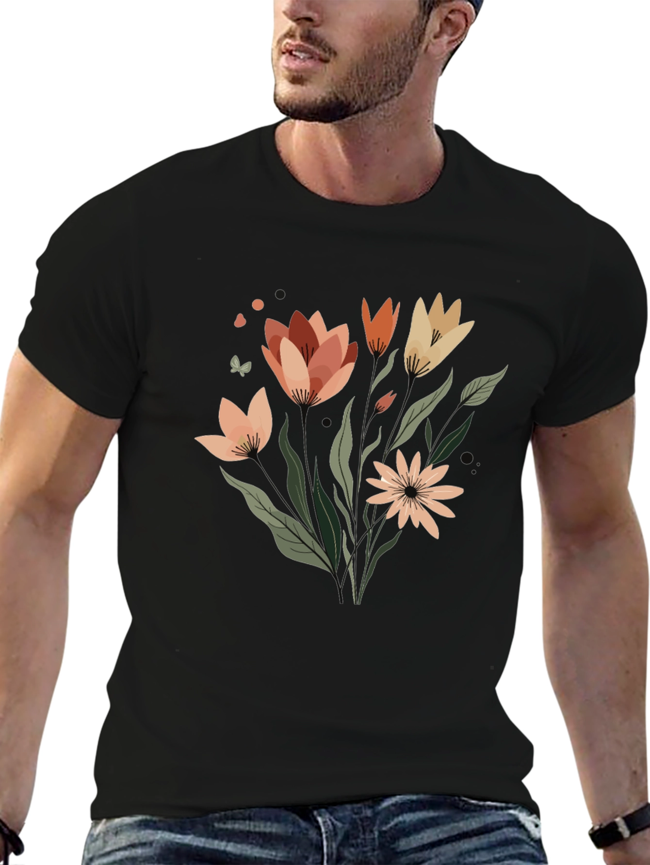 Floral Graphic Tee - Artistic Comfort - 6