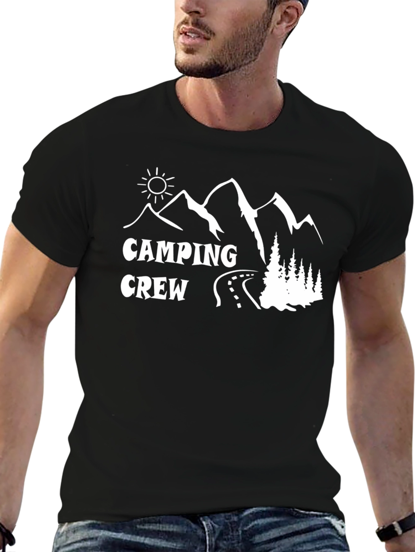 Black Camping Crew Graphic Tee - Outdoor Adventure Shirt view 6