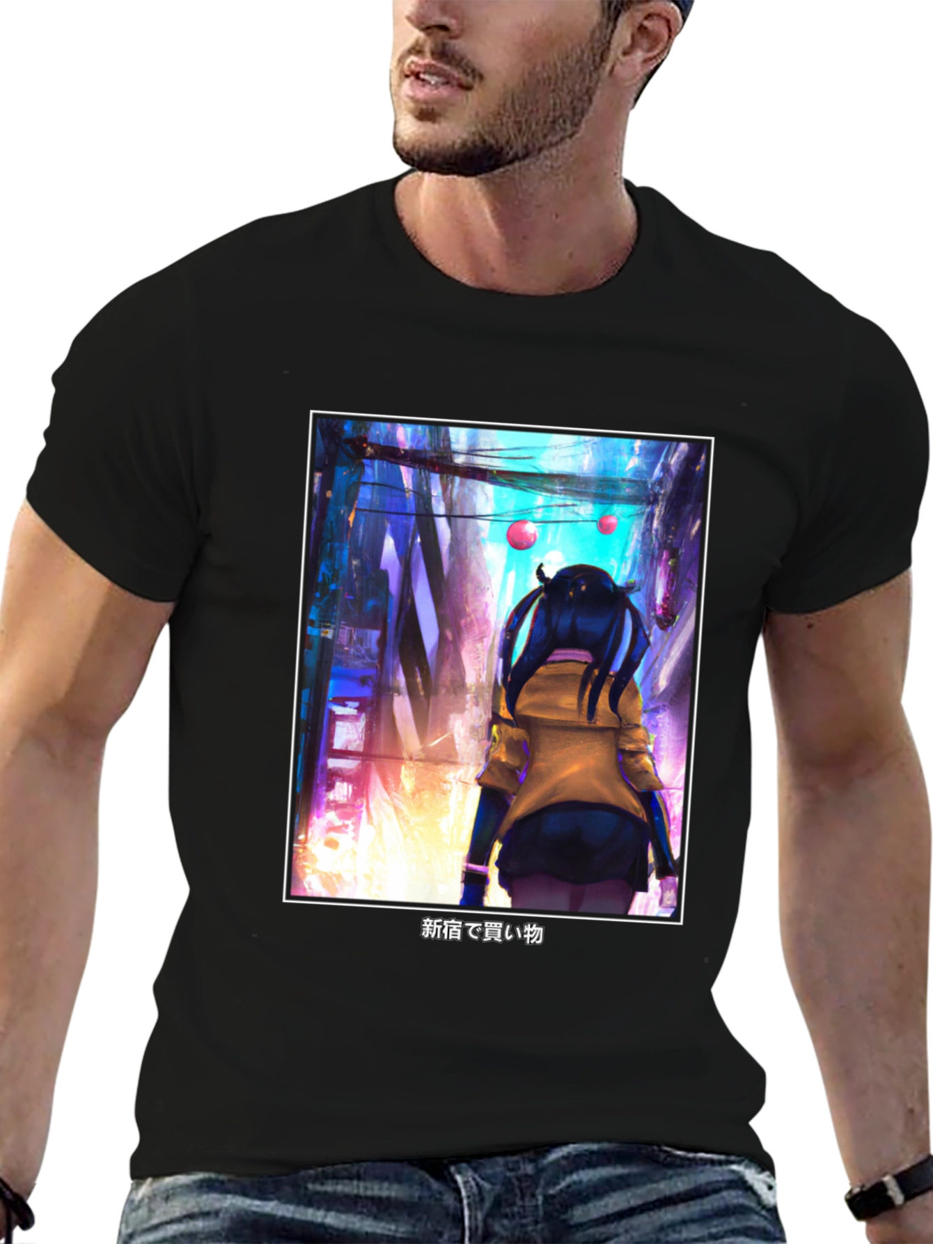 Black Anime Girl Black T-Shirt - Tokyo Streetwear Style view 6