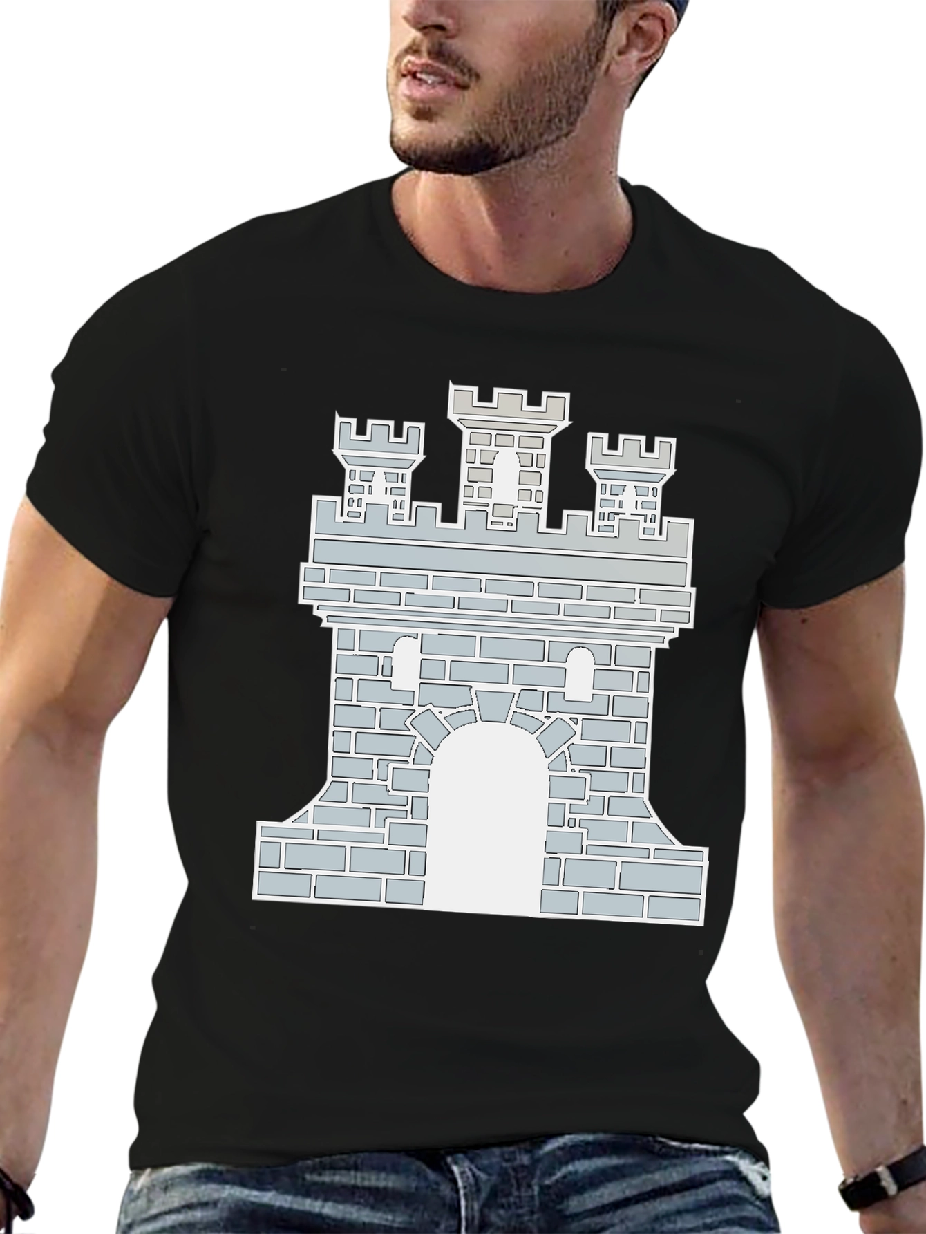 Black Castle Graphic Tee - Black Cotton Blend T-Shirt view 6