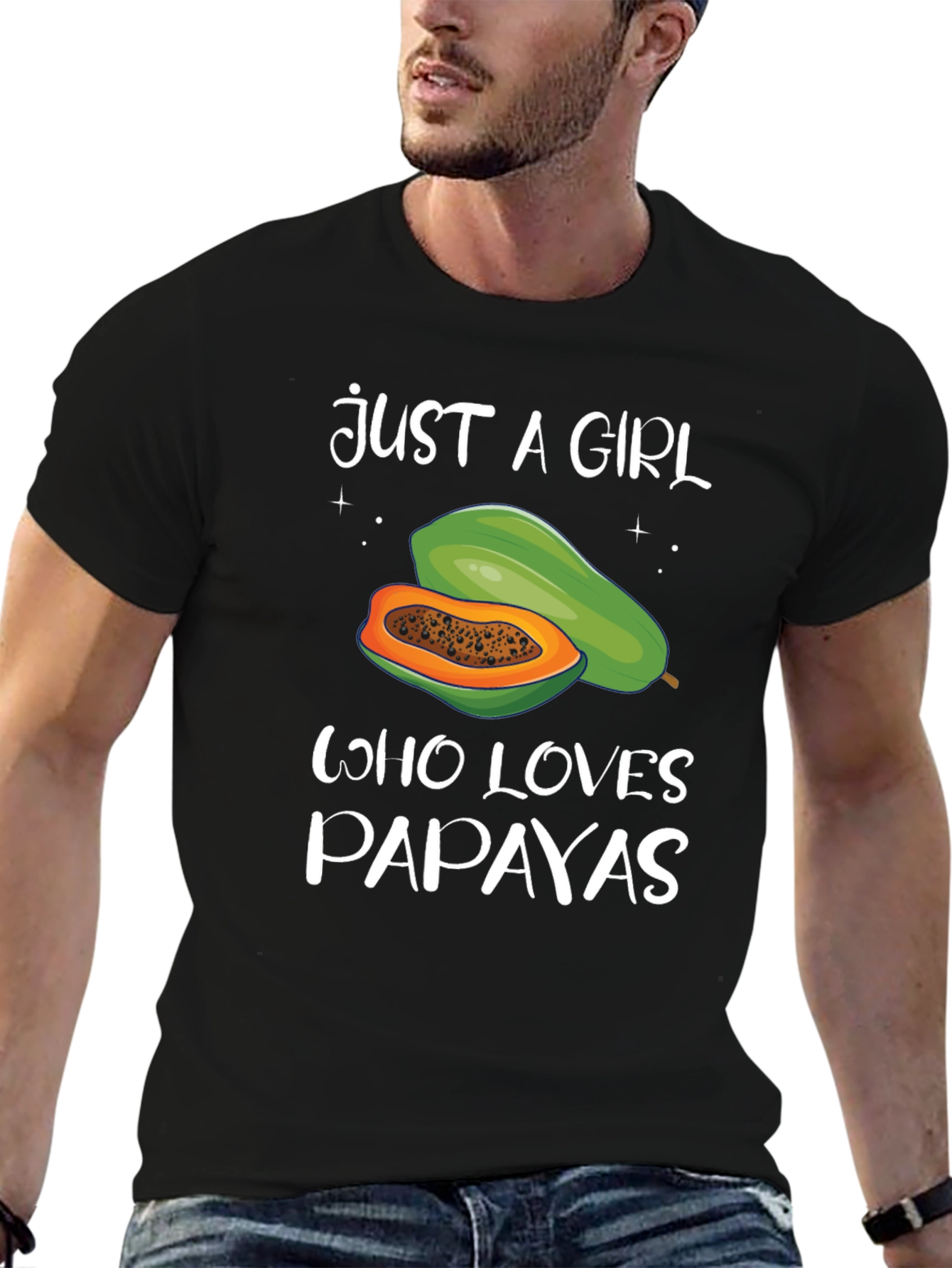 Just A Girl Who Loves Papayas Black T-Shirt - 6