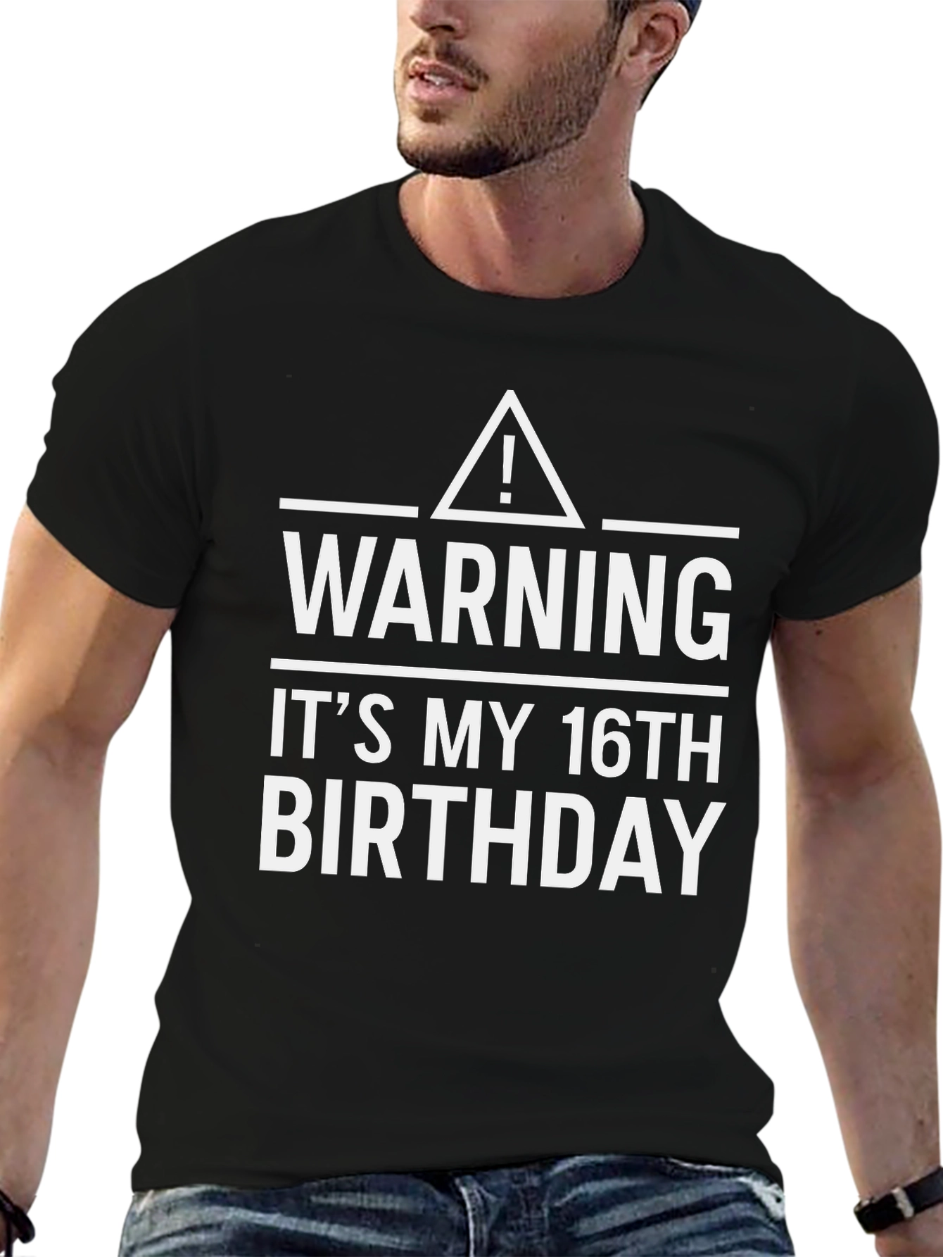 Black Warning! It's My 16th Birthday T-Shirt view 6