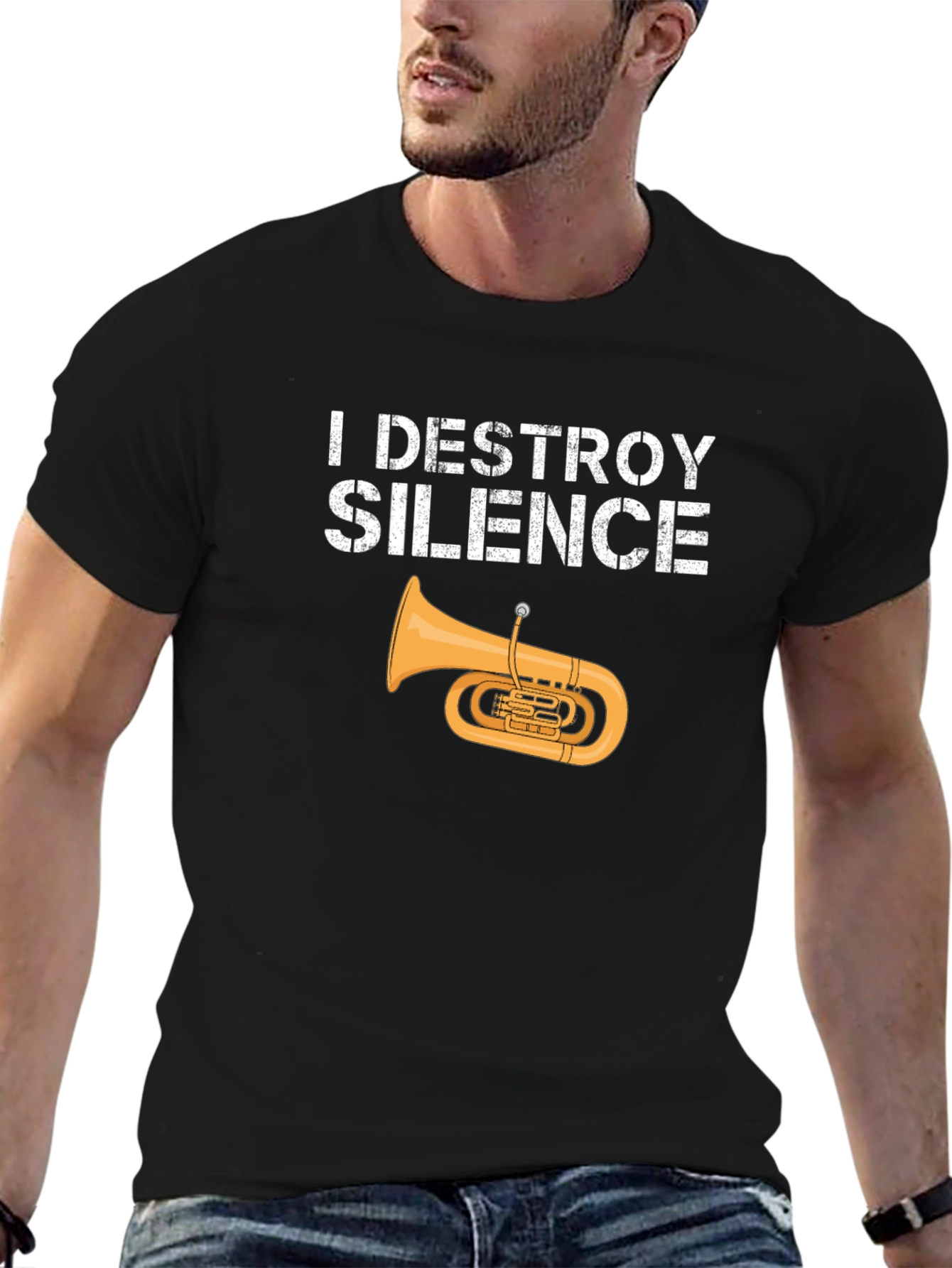 Black I Destroy Silence Tuba T-Shirt view 6