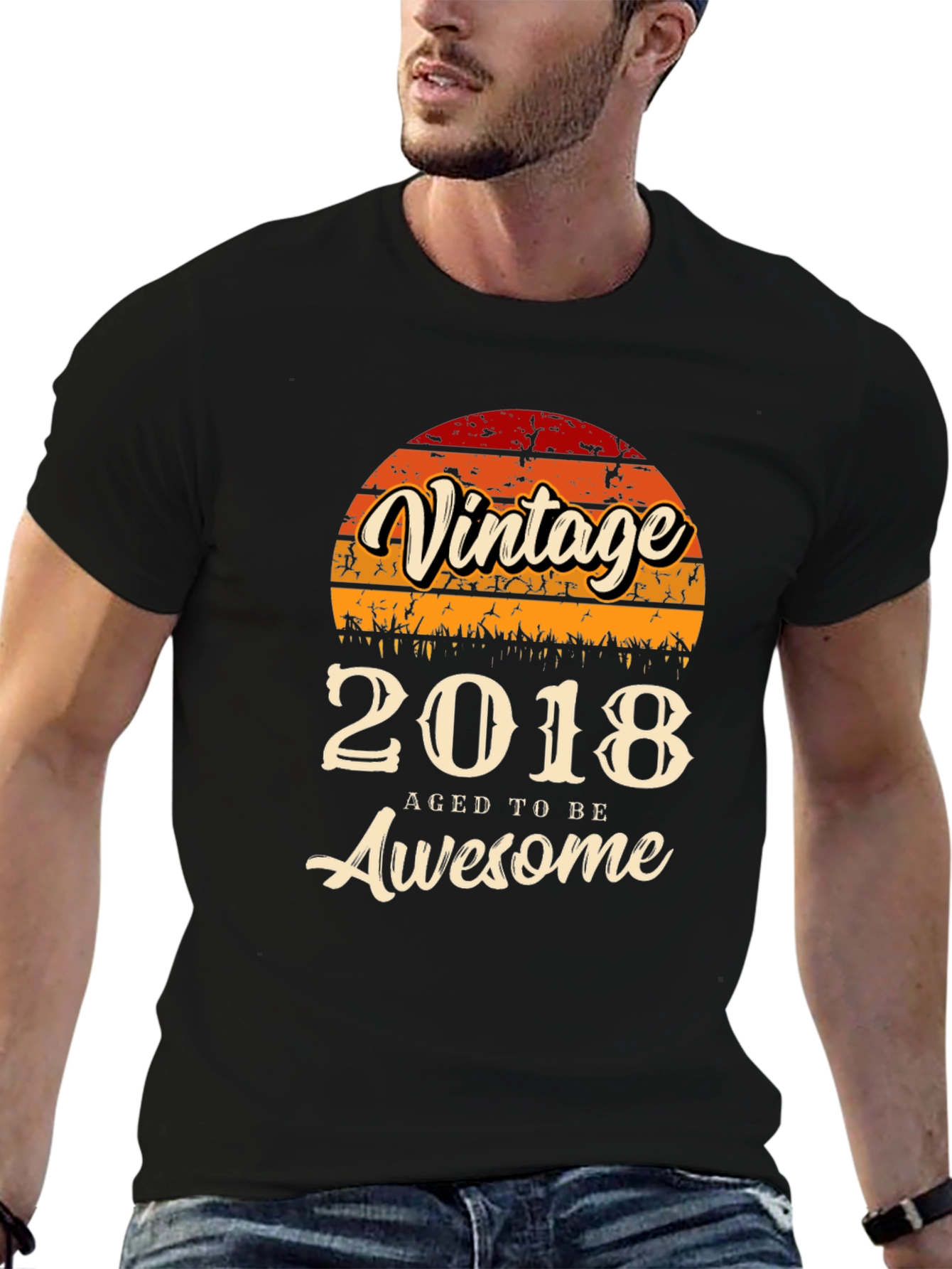 Black Vintage 2018 Aged to Be Awesome T-Shirt view 6