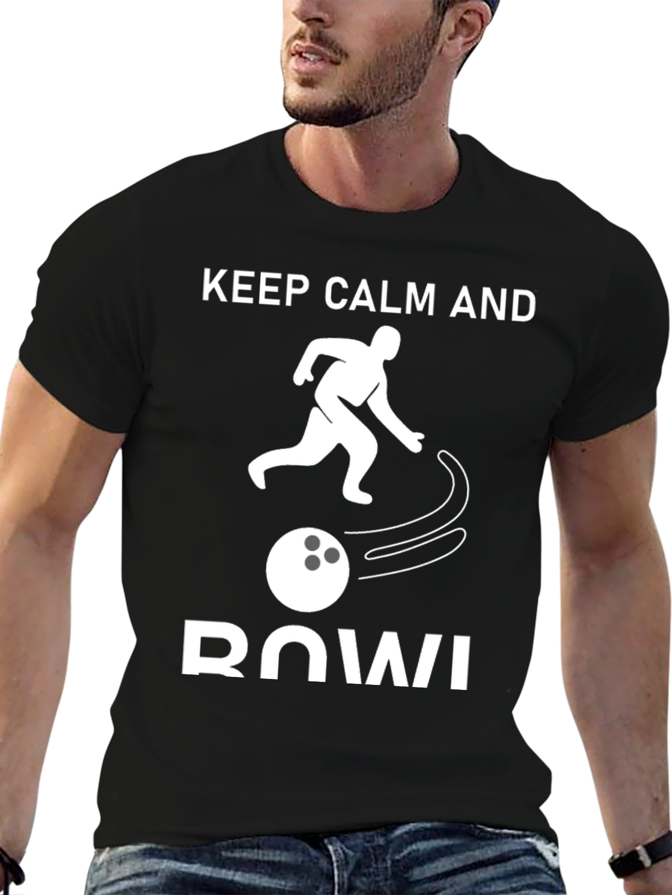 Black Keep Calm and Bowl T-Shirt view 6